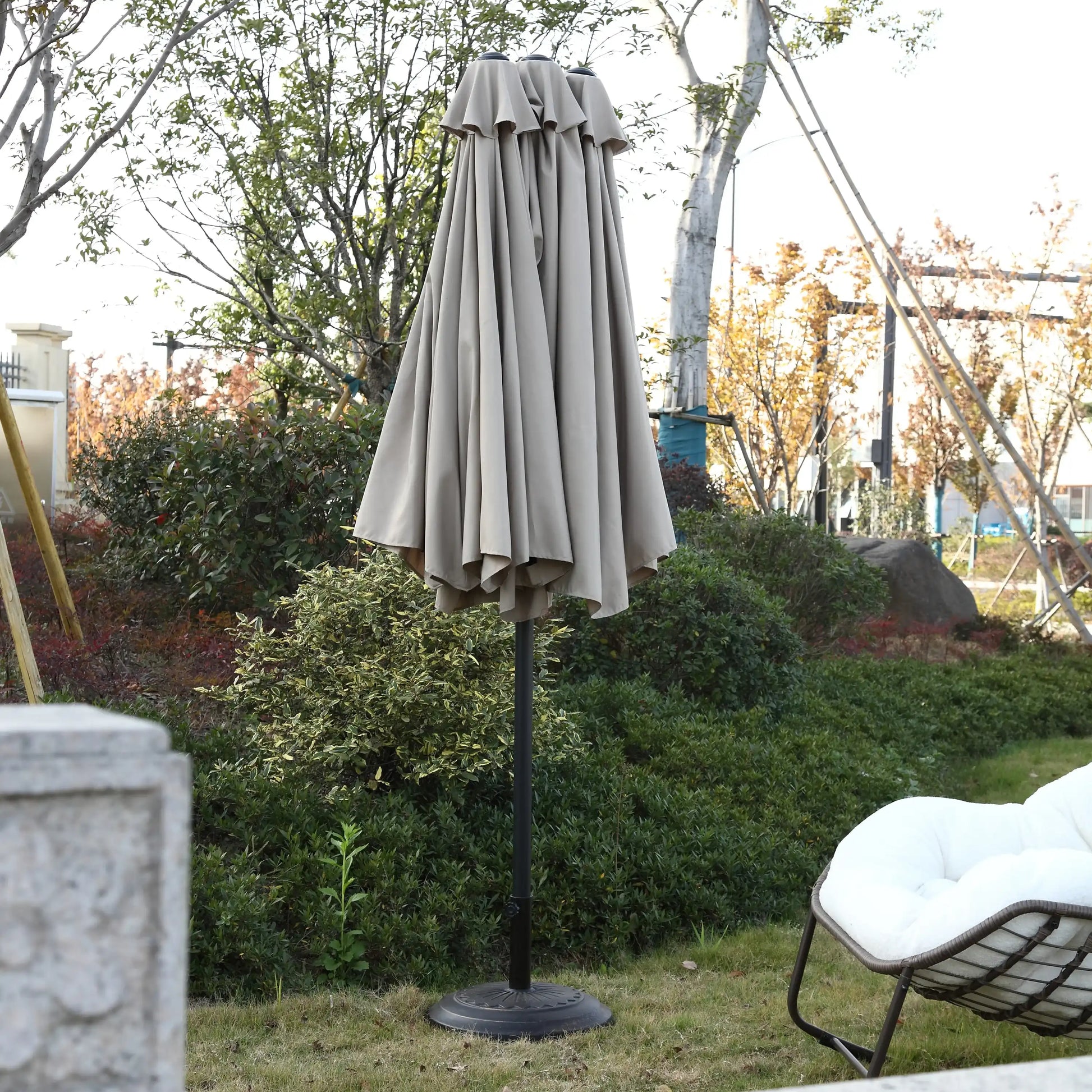 14.8 Ft Double Sided Outdoor Umbrella Rectangular Large with Crank ( khaki ) - Best Buy Furniture
