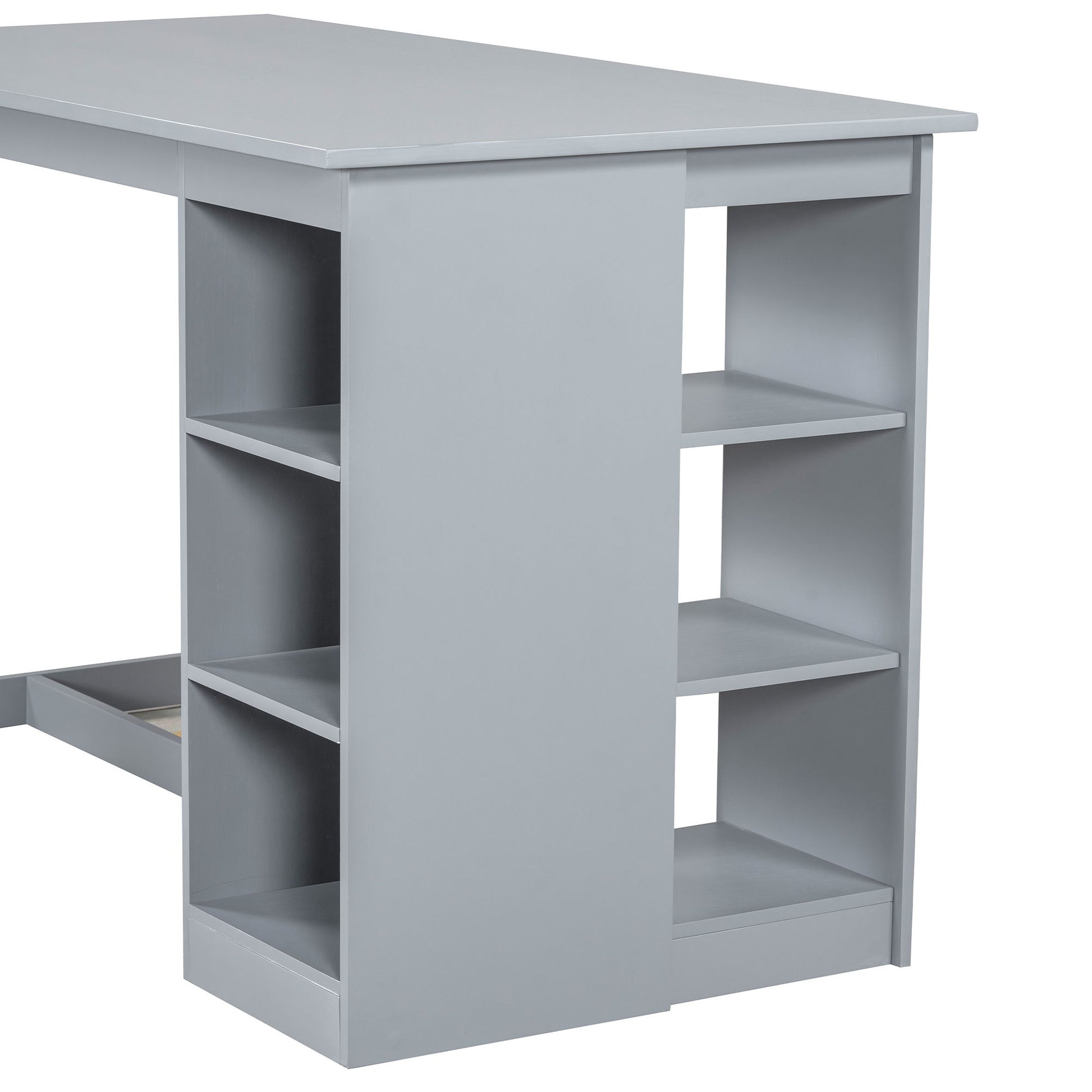 Solid Wood Farmhouse Counter Height Dining Table Set With 3 Tier Storage Shelves - Best Buy Furniture