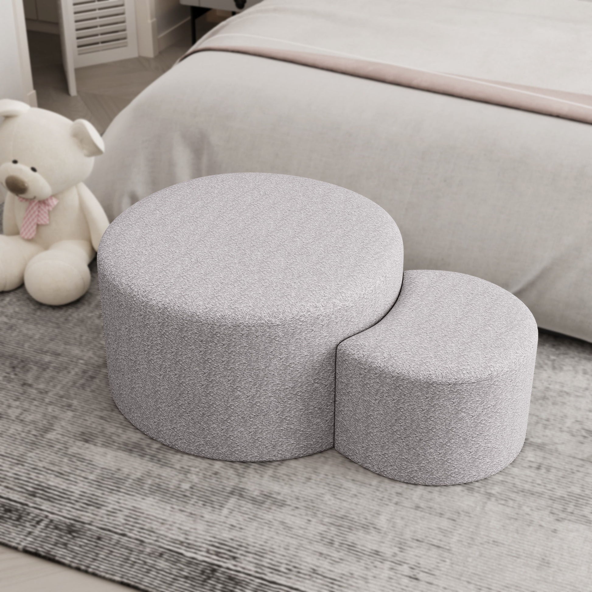 Upholstered Nesting Coffee Tables, Side Table, Footrest, Ottoman & Seat For Living Room Bedroom Entryway Office (Set of 2) - Beige - Best Buy Furniture