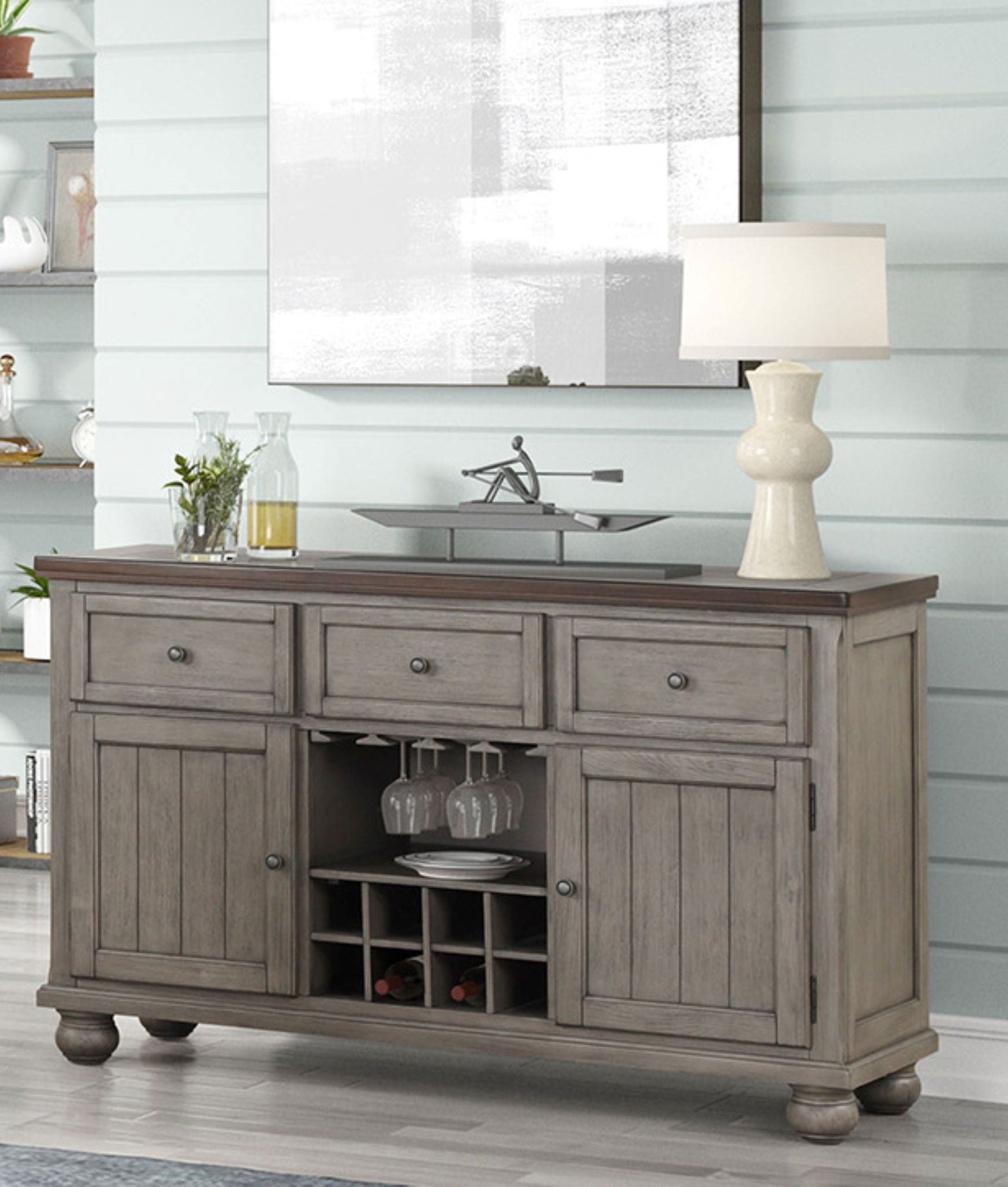 Rustic Two Tone Sever With Powerpack - Gray - Best Buy Furniture