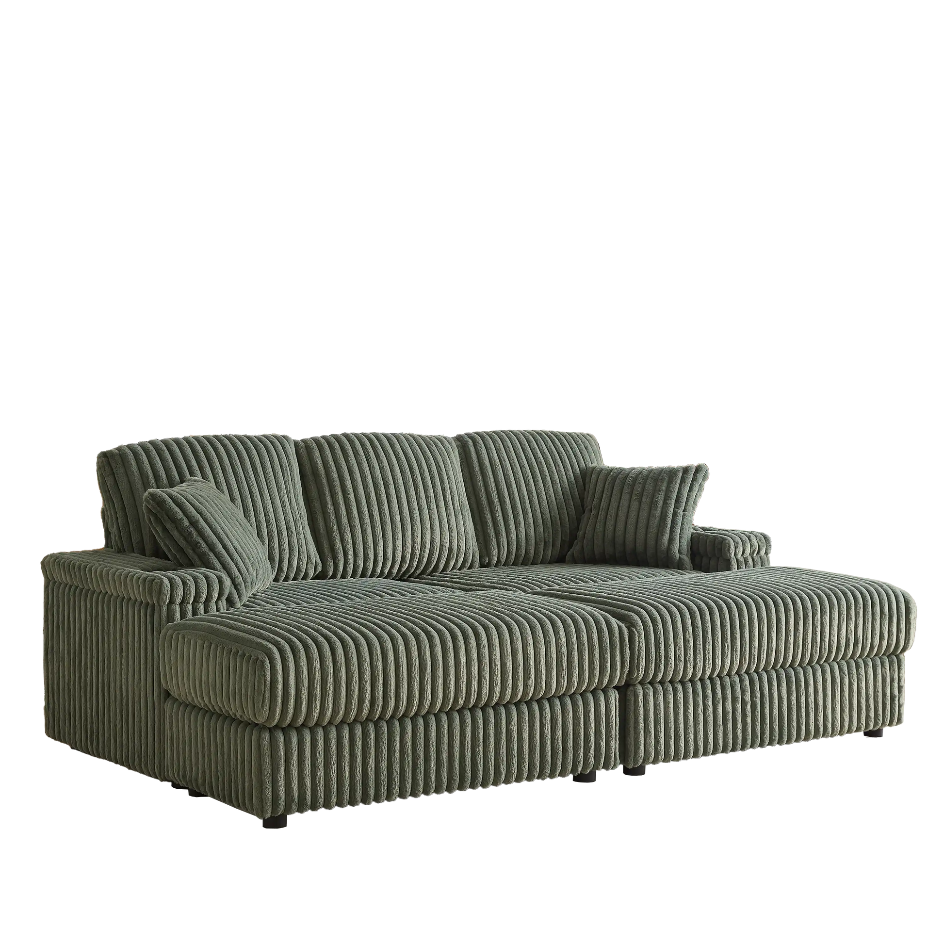 Xena Modern Corduroy Sofa With Cupholders with Storage And Ottomans - Best Buy Furniture
