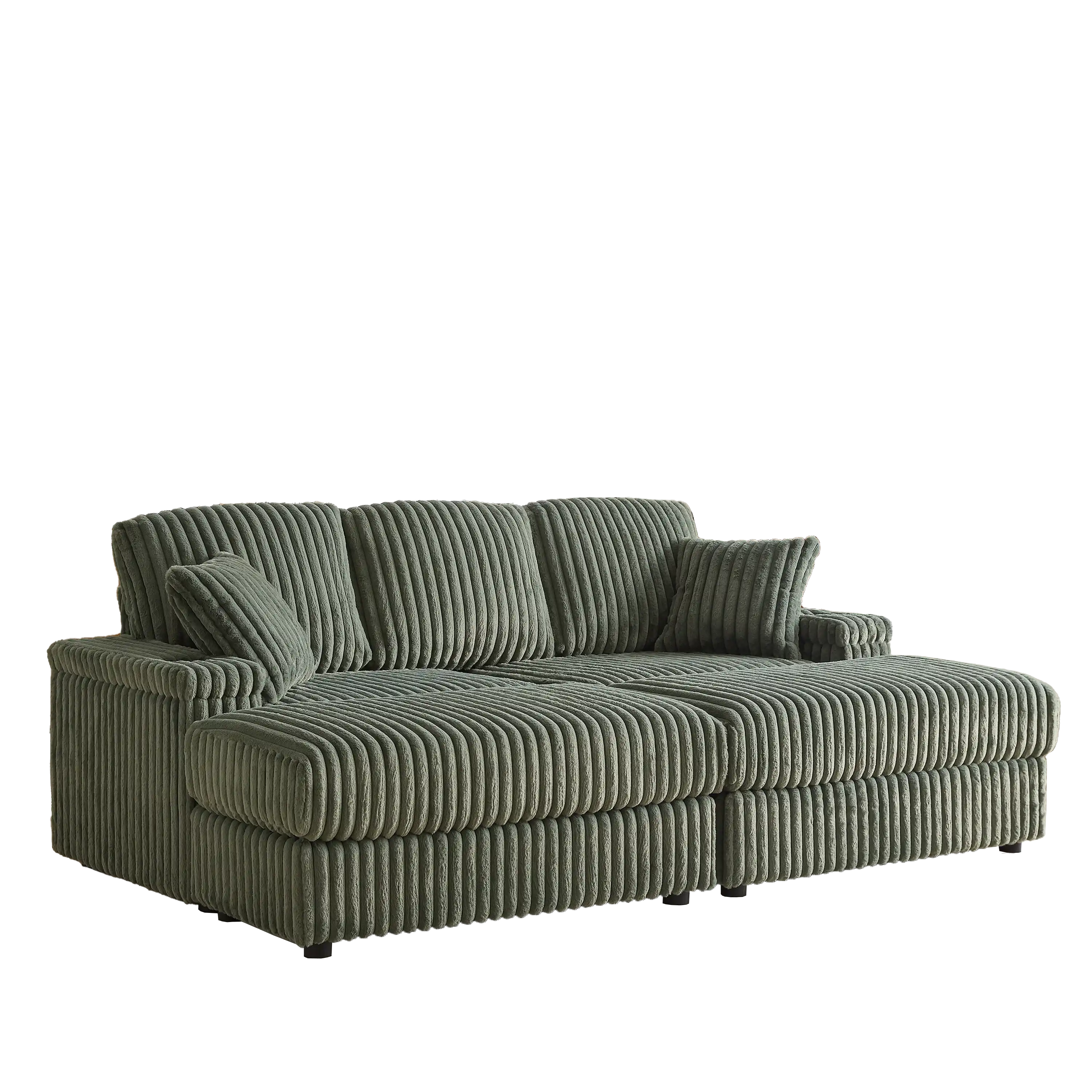 Xena Modern Corduroy Sofa With Cupholders with Storage And Ottomans - Best Buy Furniture