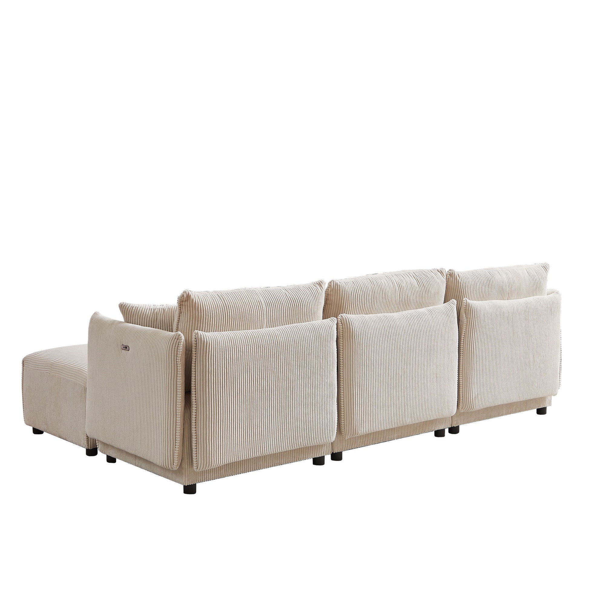 Modern Minimalist Corduroy Combination Sofa With 2 Comfort Cushions With USB & C Charging Ports - Best Buy Furniture