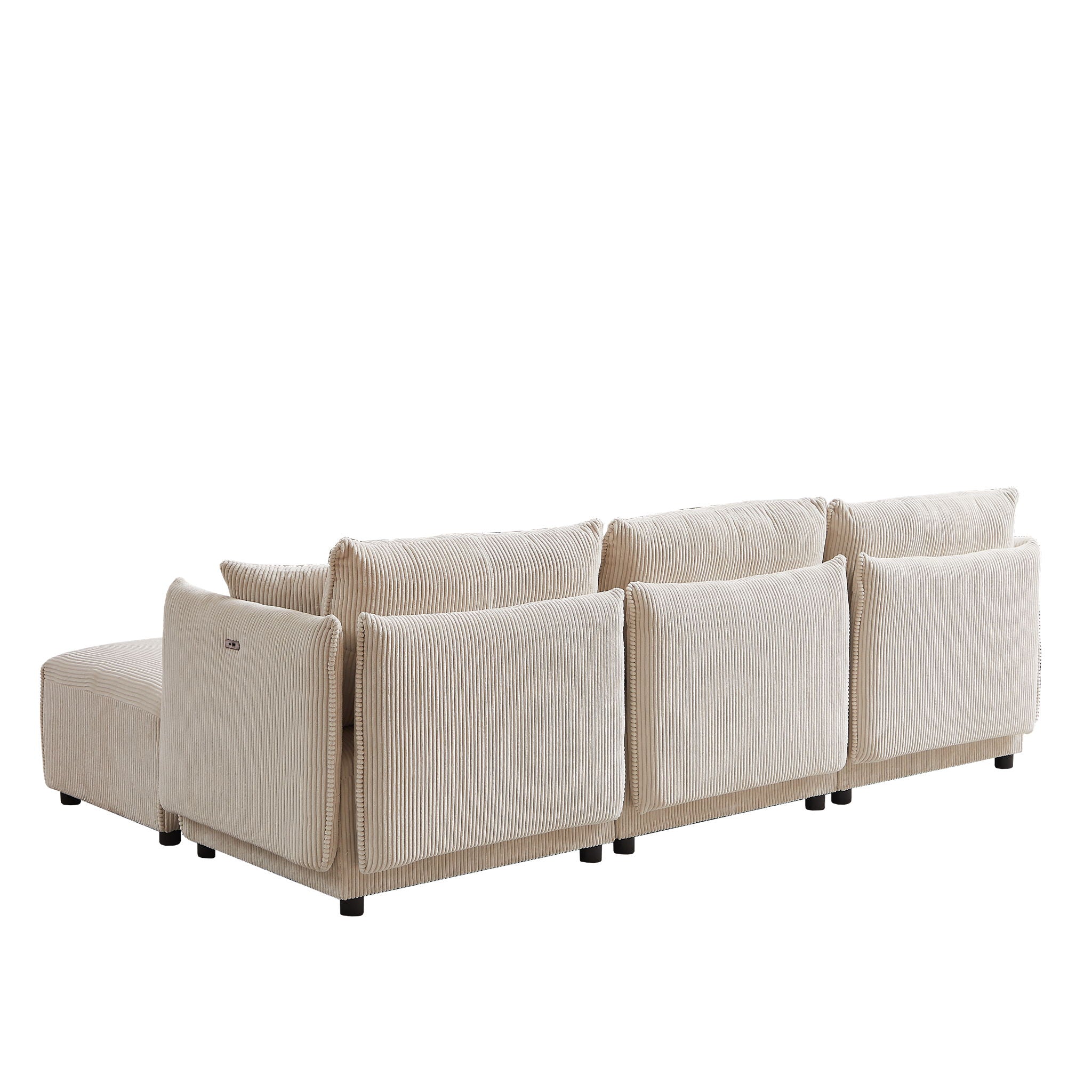 Modern Minimalist Corduroy Combination Sofa With 2 Comfort Cushions With USB & C Charging Ports - Best Buy Furniture