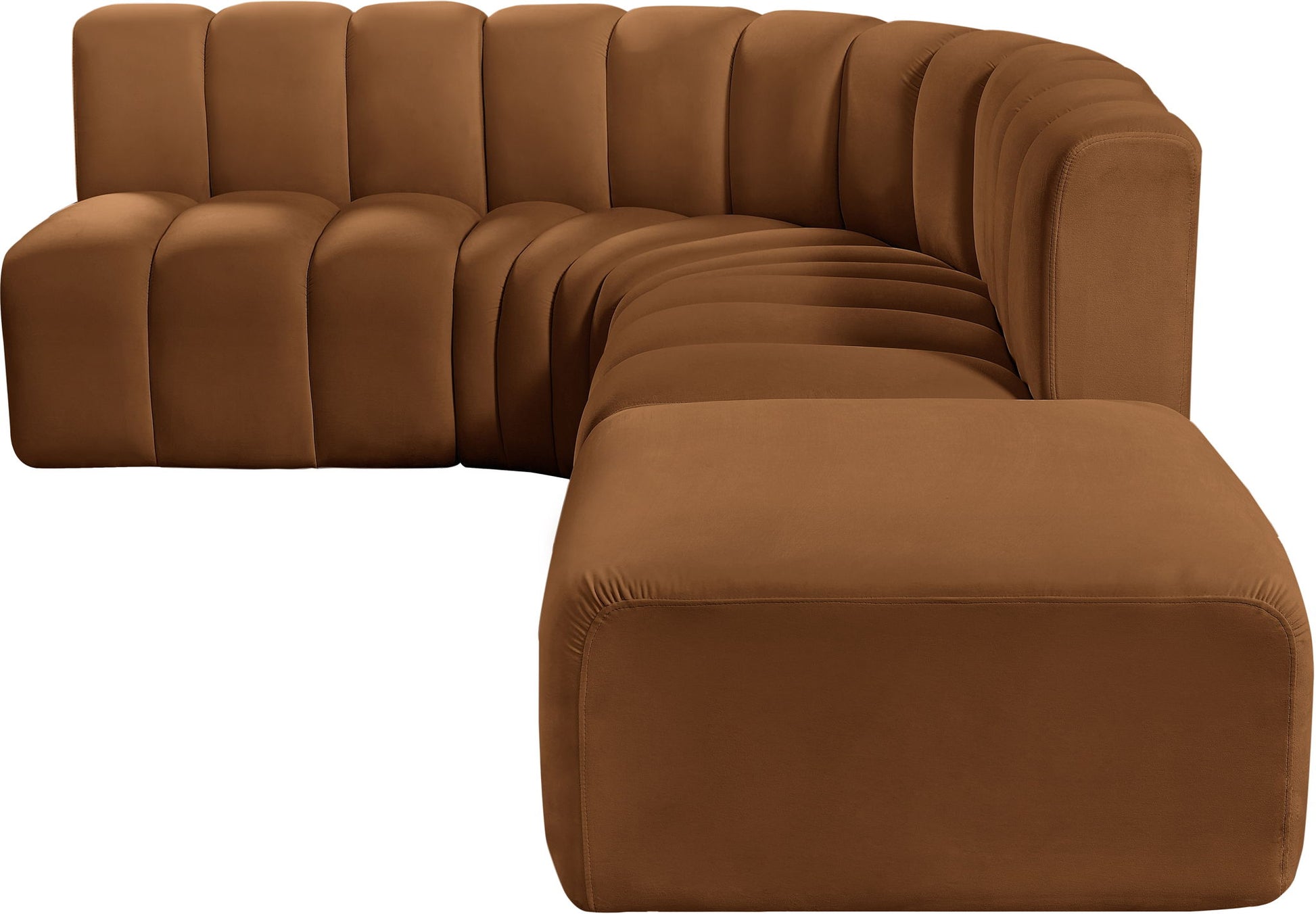 Arc - Velvet 5 Piece Corner Modular Sofa - Saddle - Best Buy Furniture
