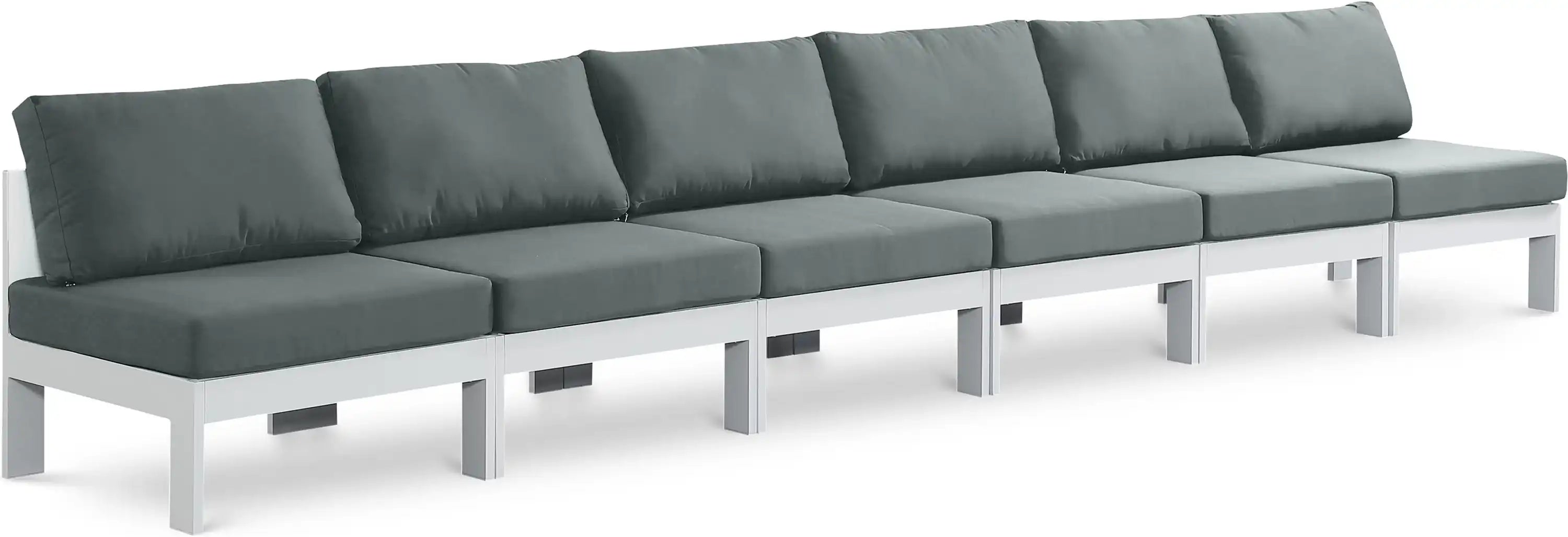Nizuc - Outdoor Patio 6 Seat Armless Modular Sofa With White Frame - Best Buy Furniture