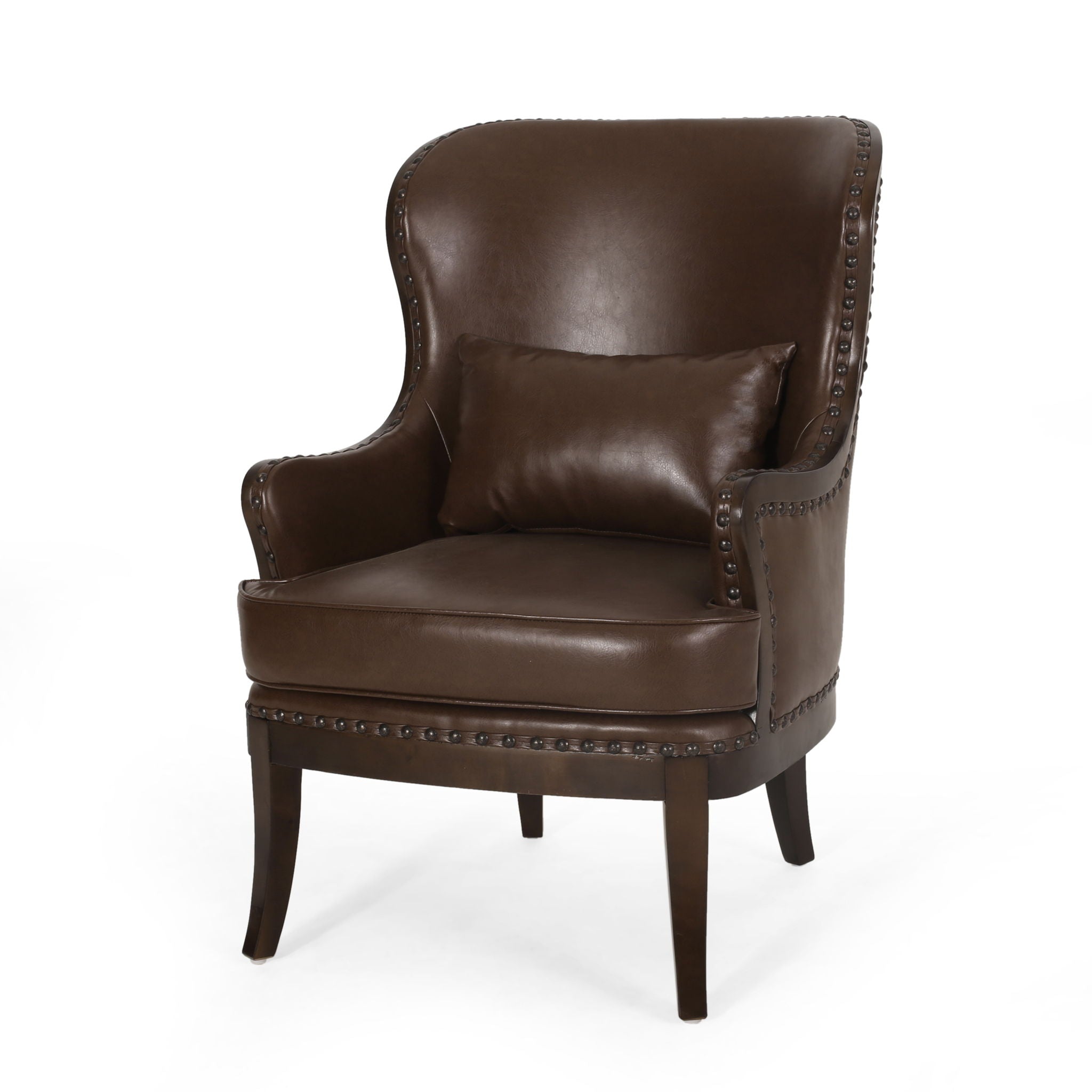 Accent Chair With Nailhead Trim And Birch Wood Legs - Dark Brown - Best Buy Furniture