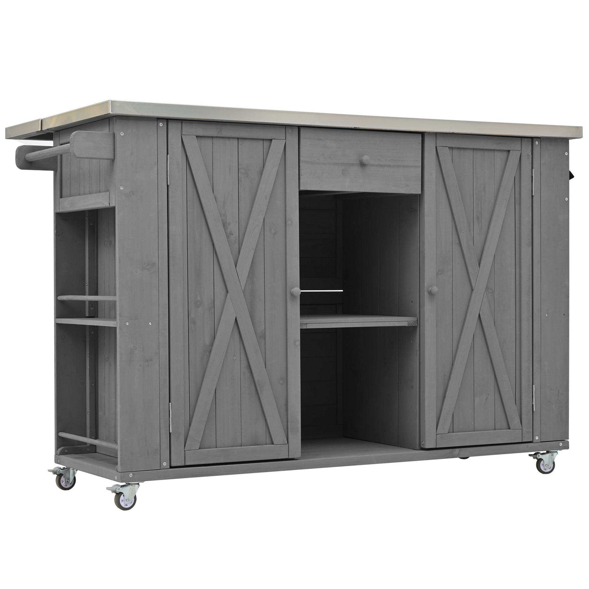 Outdoor Kitchen Island With Stainless Steel Top, Ample Storage Space, Towel And Spice Racks And A Bottle Opener - Best Buy Furniture