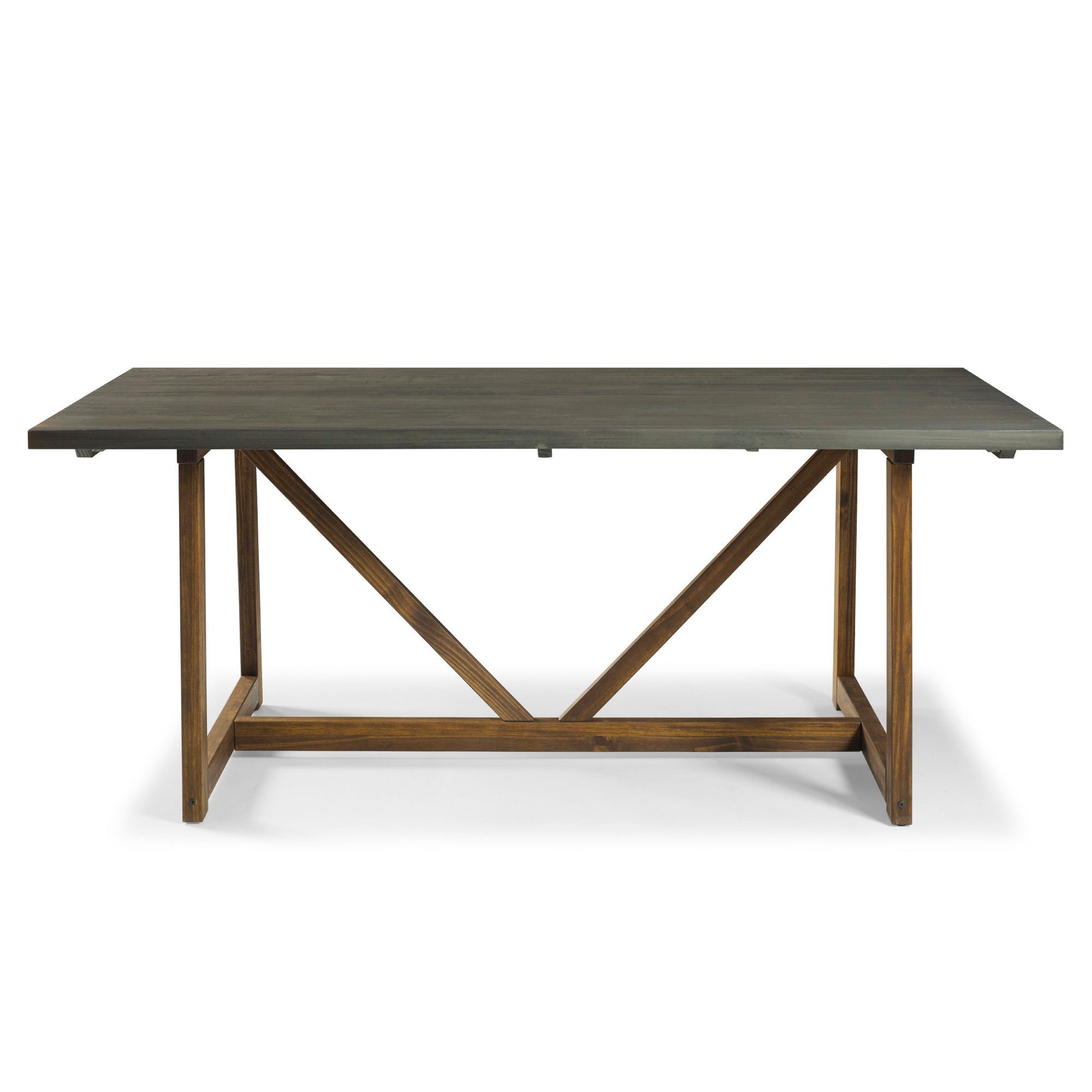 Modern Farmhouse Solid Wood V Frame Trestle Dining Table - Gray / Brown - Best Buy Furniture
