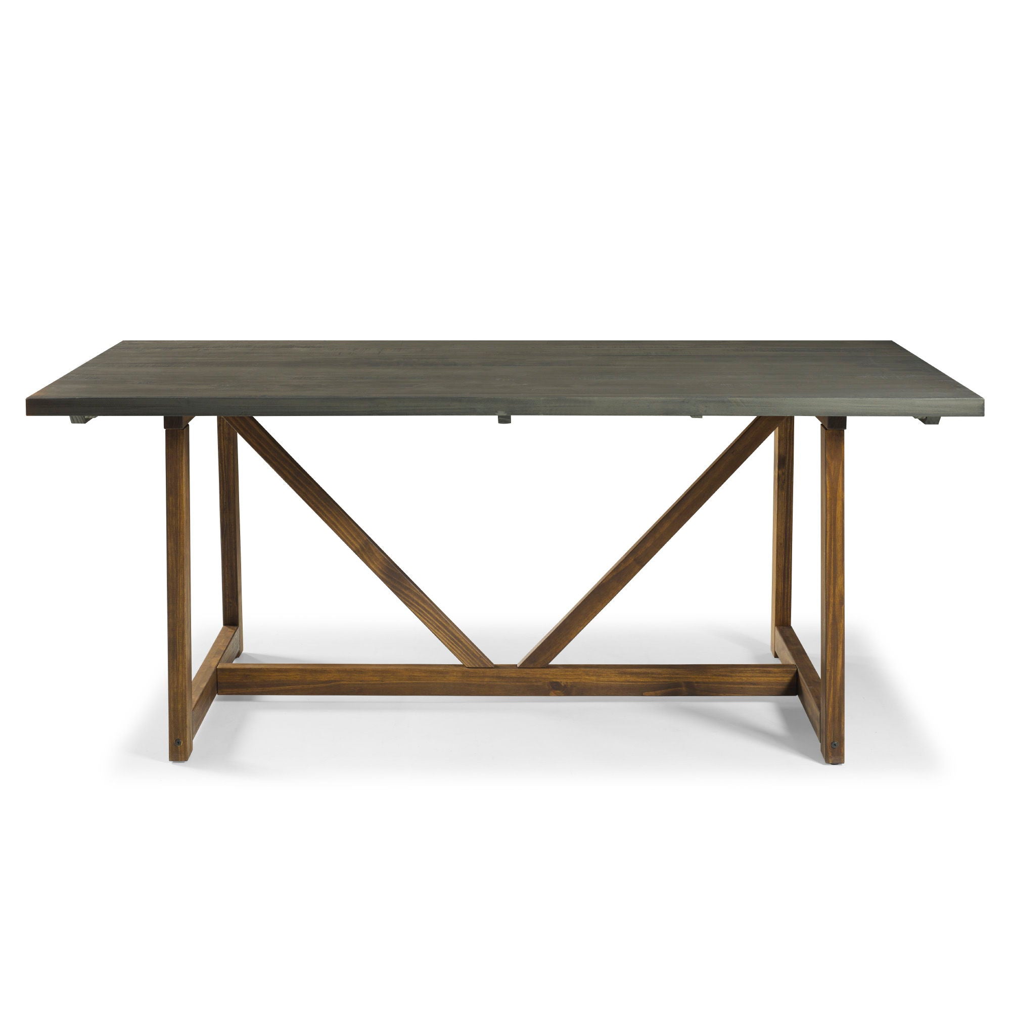 Modern Farmhouse Solid Wood V Frame Trestle Dining Table - Gray / Brown - Best Buy Furniture