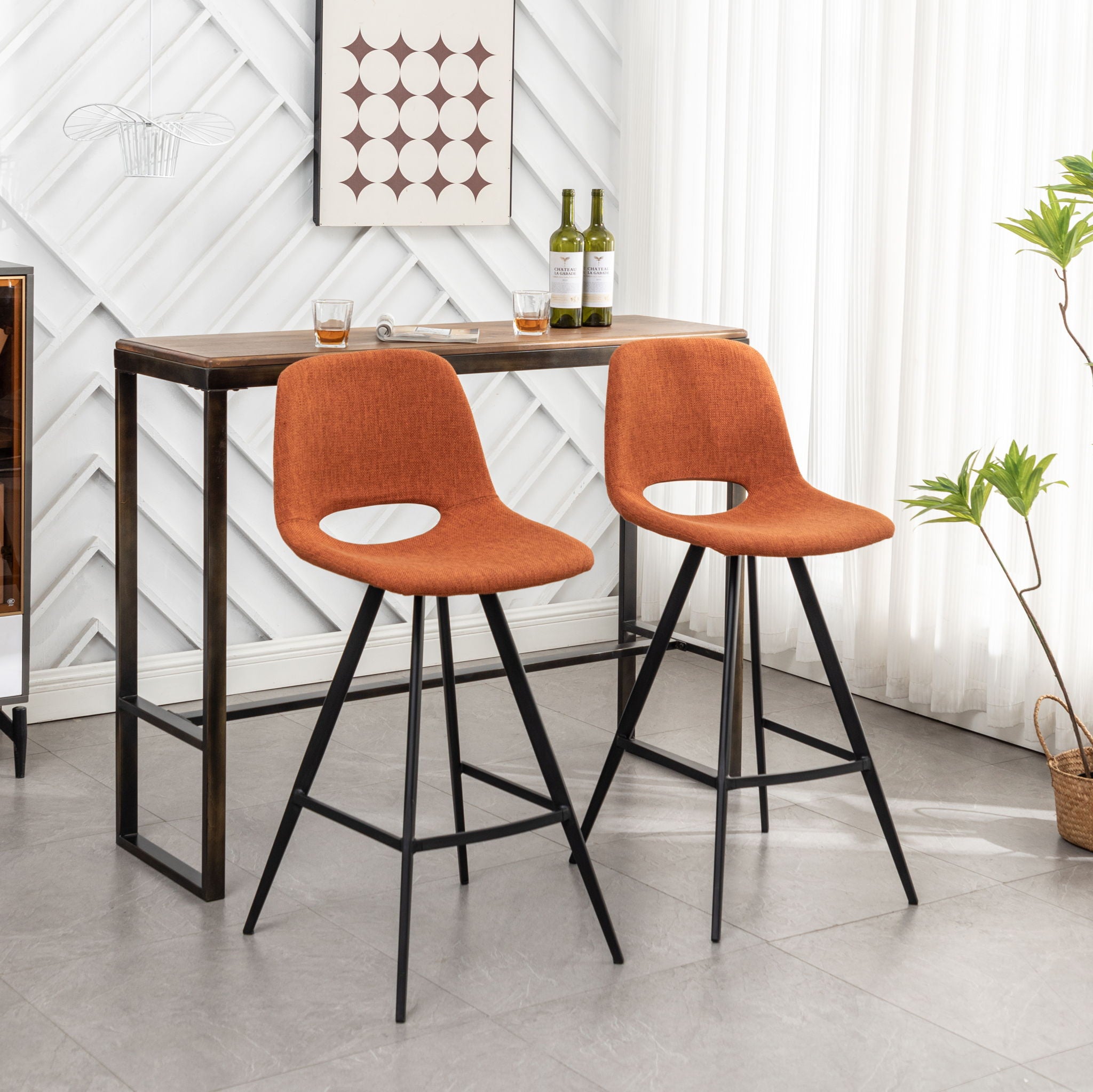 Porth - 28.25" Fabric Kitchen Counter Height Stools (Set of 2) - Orange - Best Buy Furniture