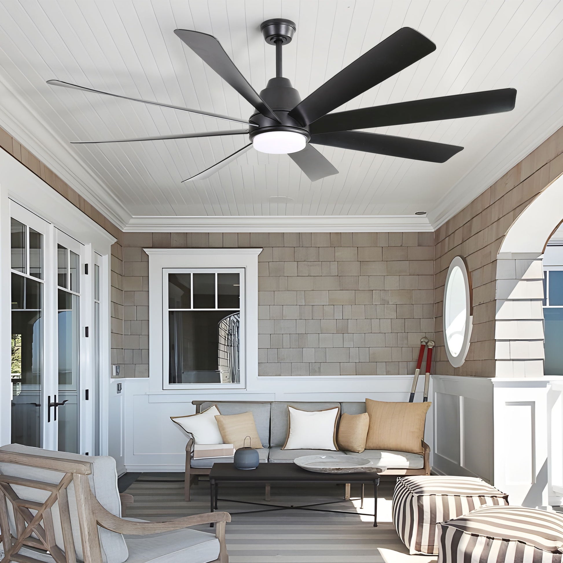 Large Ceiling Fans With Lights And Remote Control 6 Wind Speed DC Motor For Living Room - Black - Best Buy Furniture