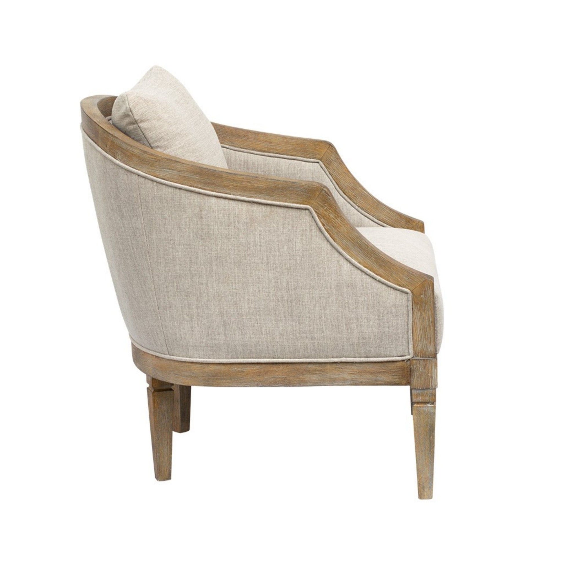 Classic Chair With Solid Wood Frame And Jacquard Upholstery - Beige - Best Buy Furniture