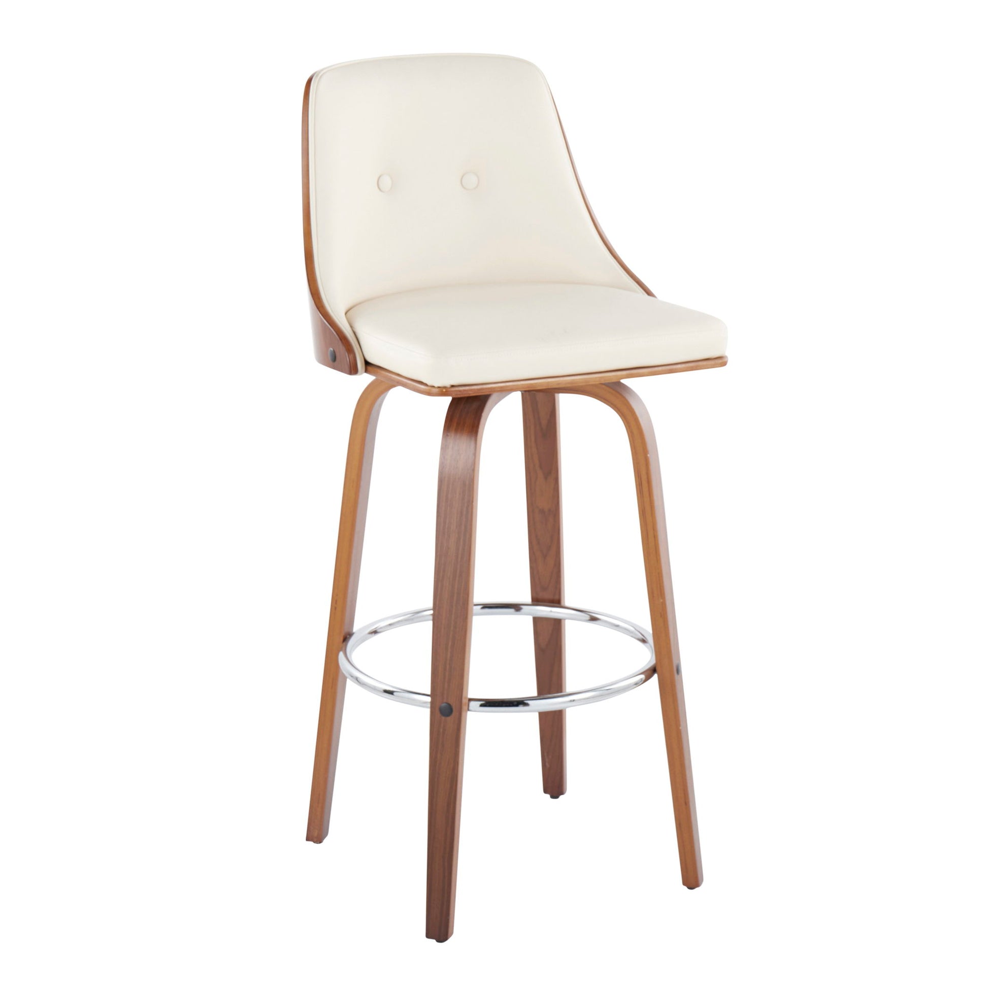 Gianna - Mid Century Modern Fixed Height Barstool With Swivel With Round Footrest (Set of 2) - Best Buy Furniture
