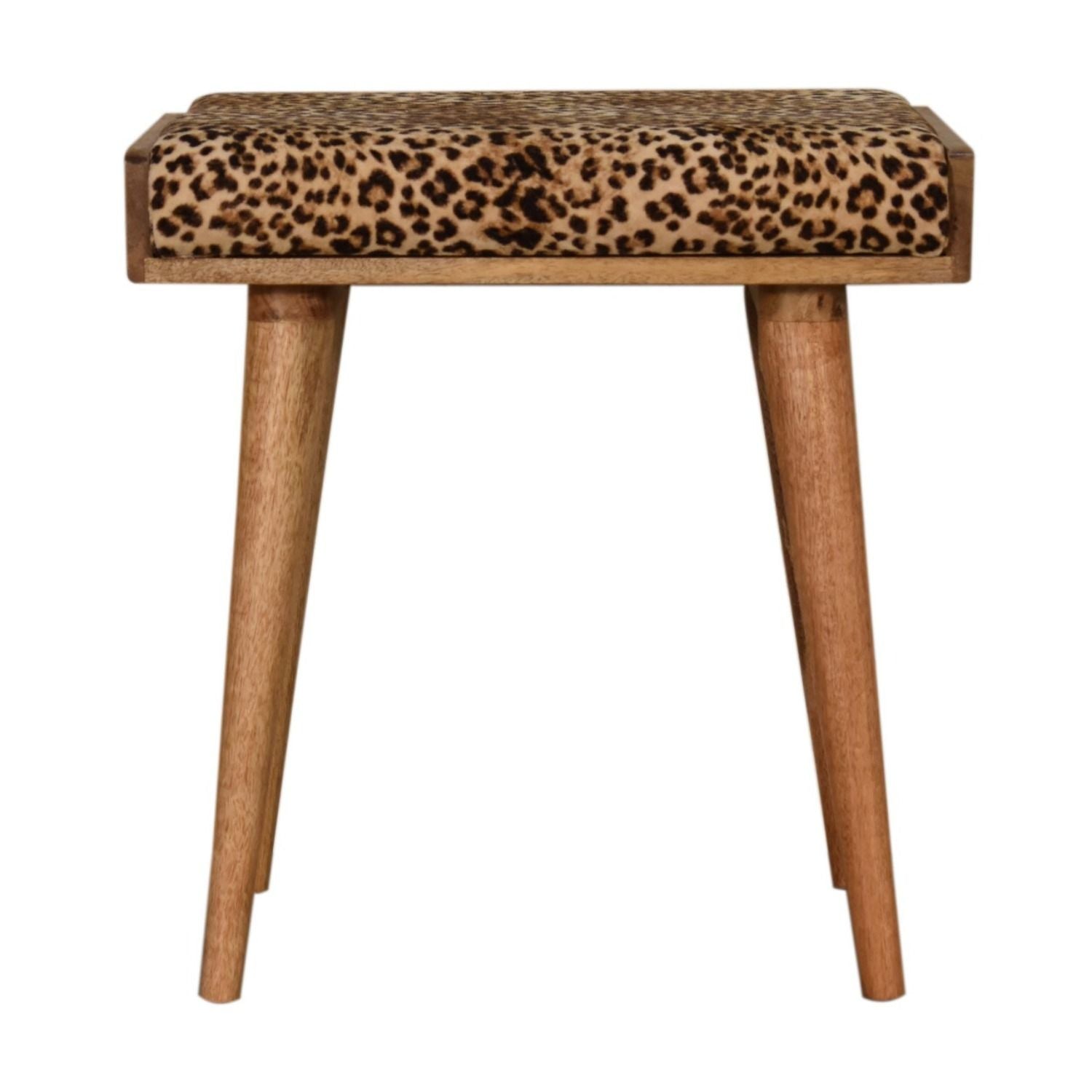 Leopard Velvet Tray Style Footstool - Brown Oak - Best Buy Furniture