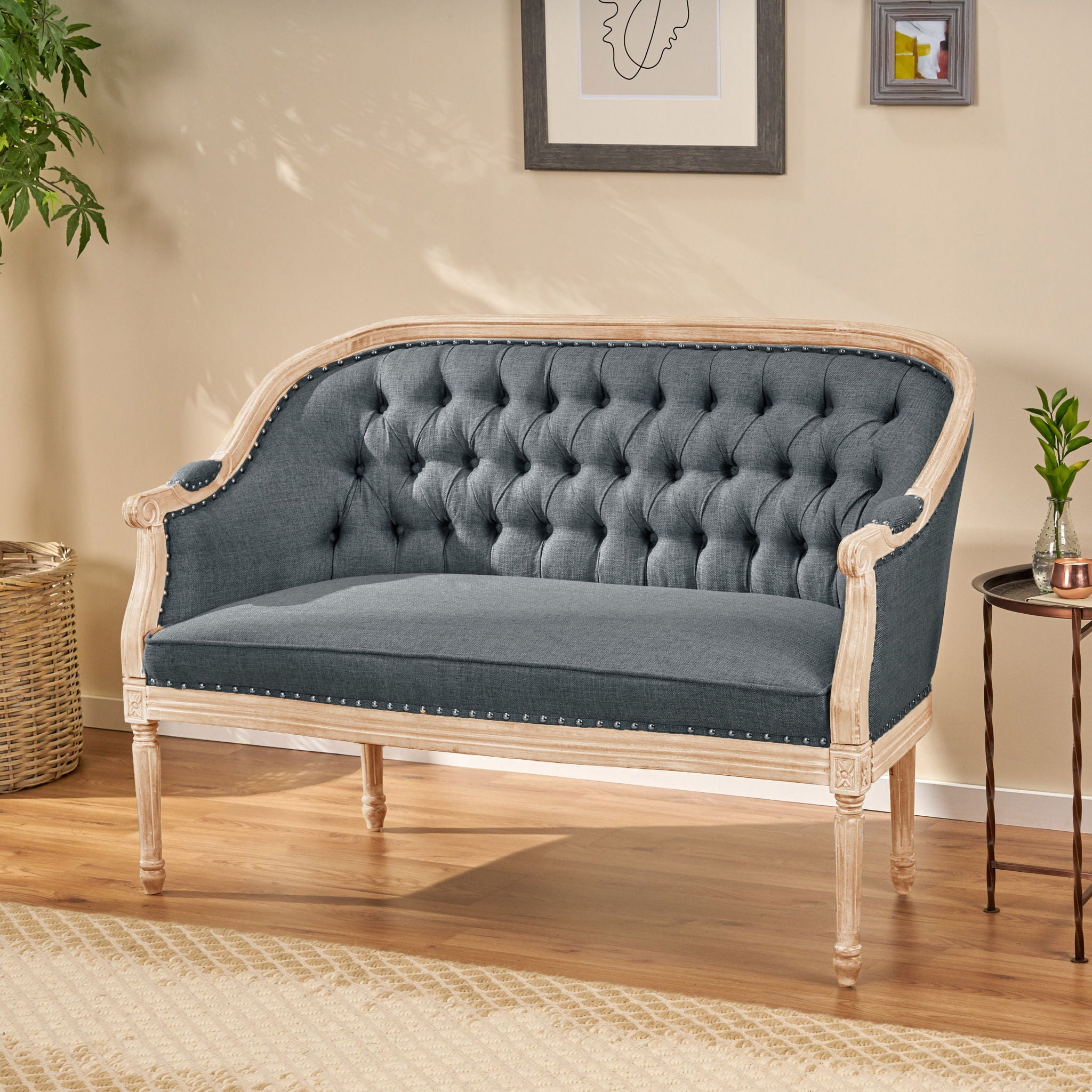 French Country Chesterfield Style Tufted Loveseat - Best Buy Furniture