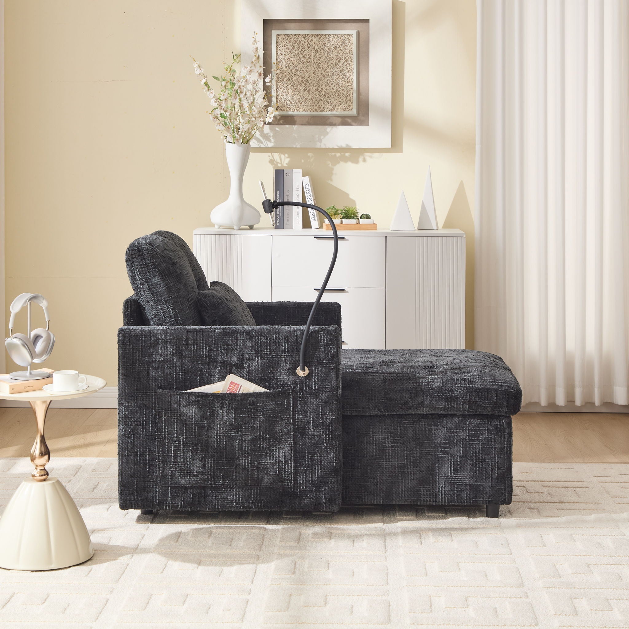 Multifunctional Chenille Recliner Sofa With Storage And Phone Bracket - Best Buy Furniture