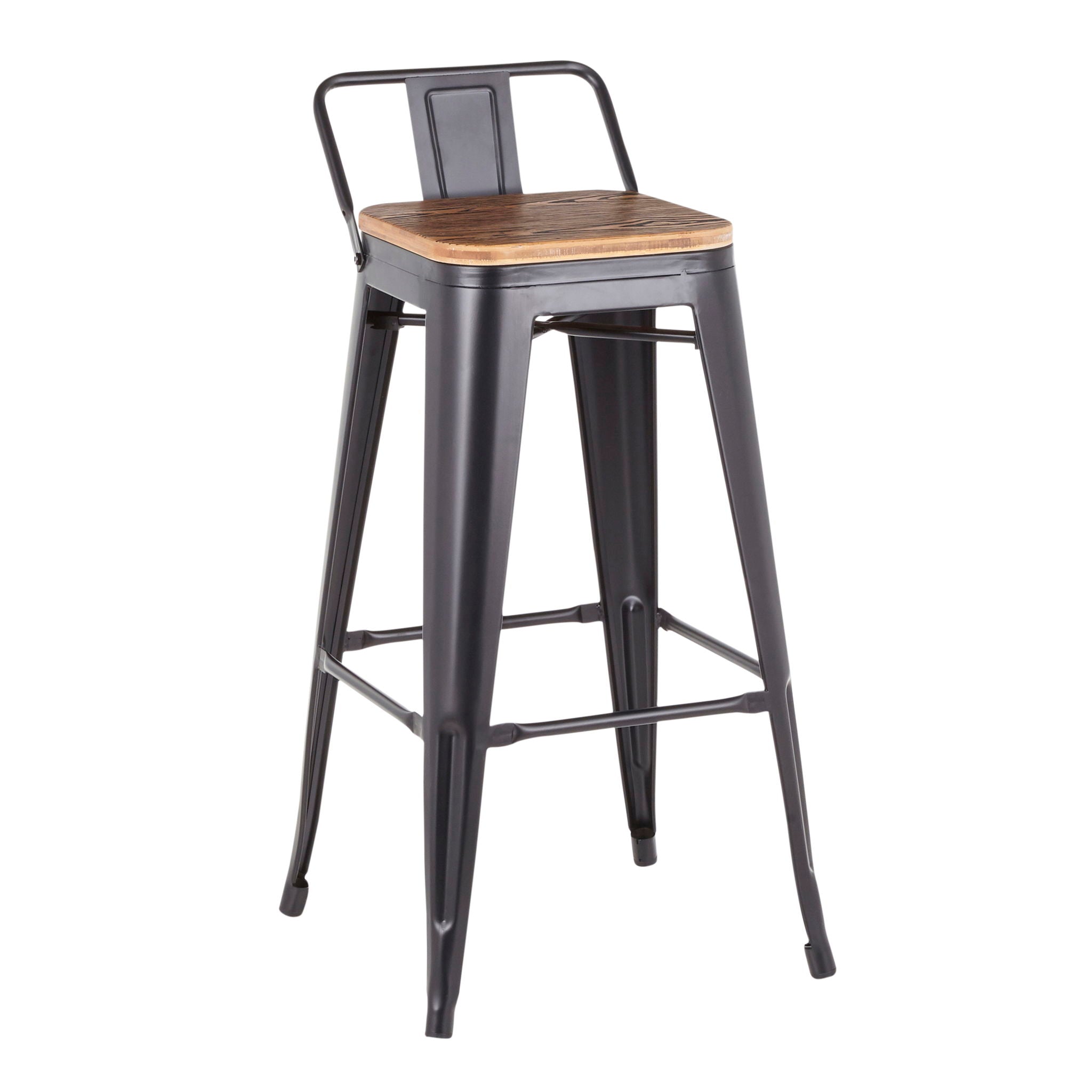 Oregon - Industrial Low Back Barstool (Set of 2) - Black - Best Buy Furniture