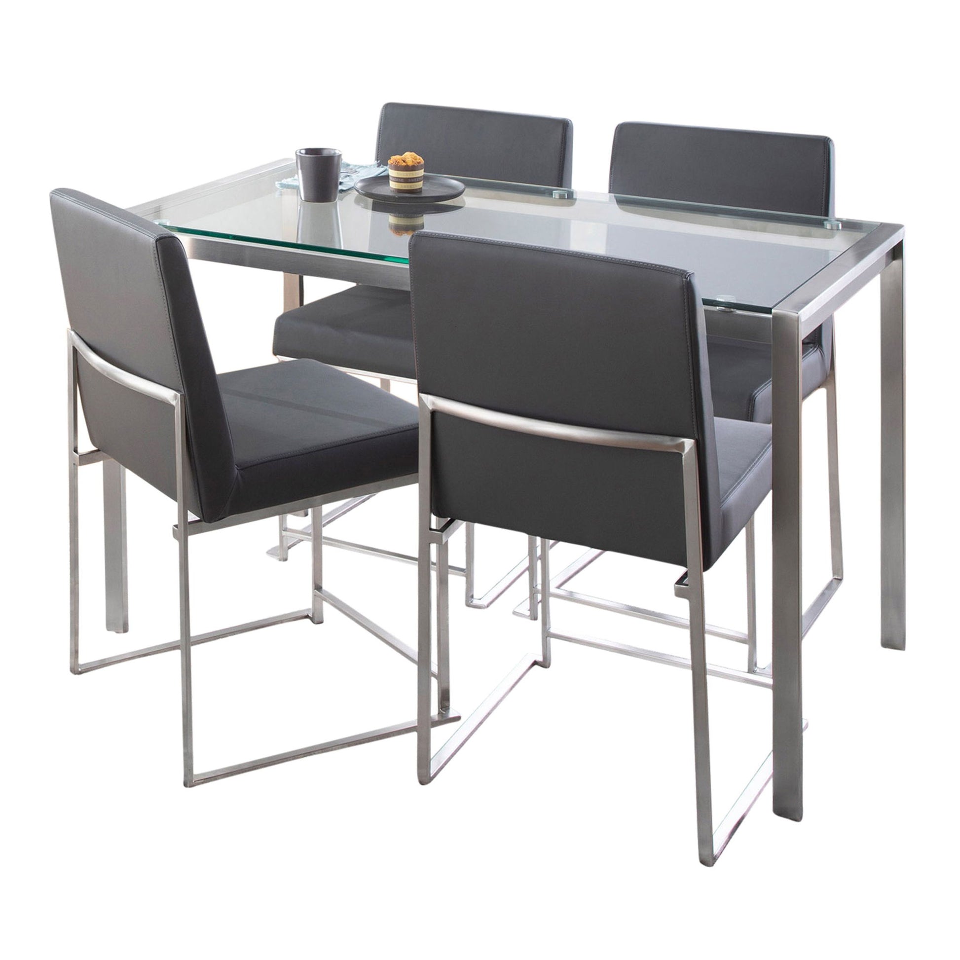 Fuji - High Back Contemporary Dining Set, Glass 5 Piece - Best Buy Furniture