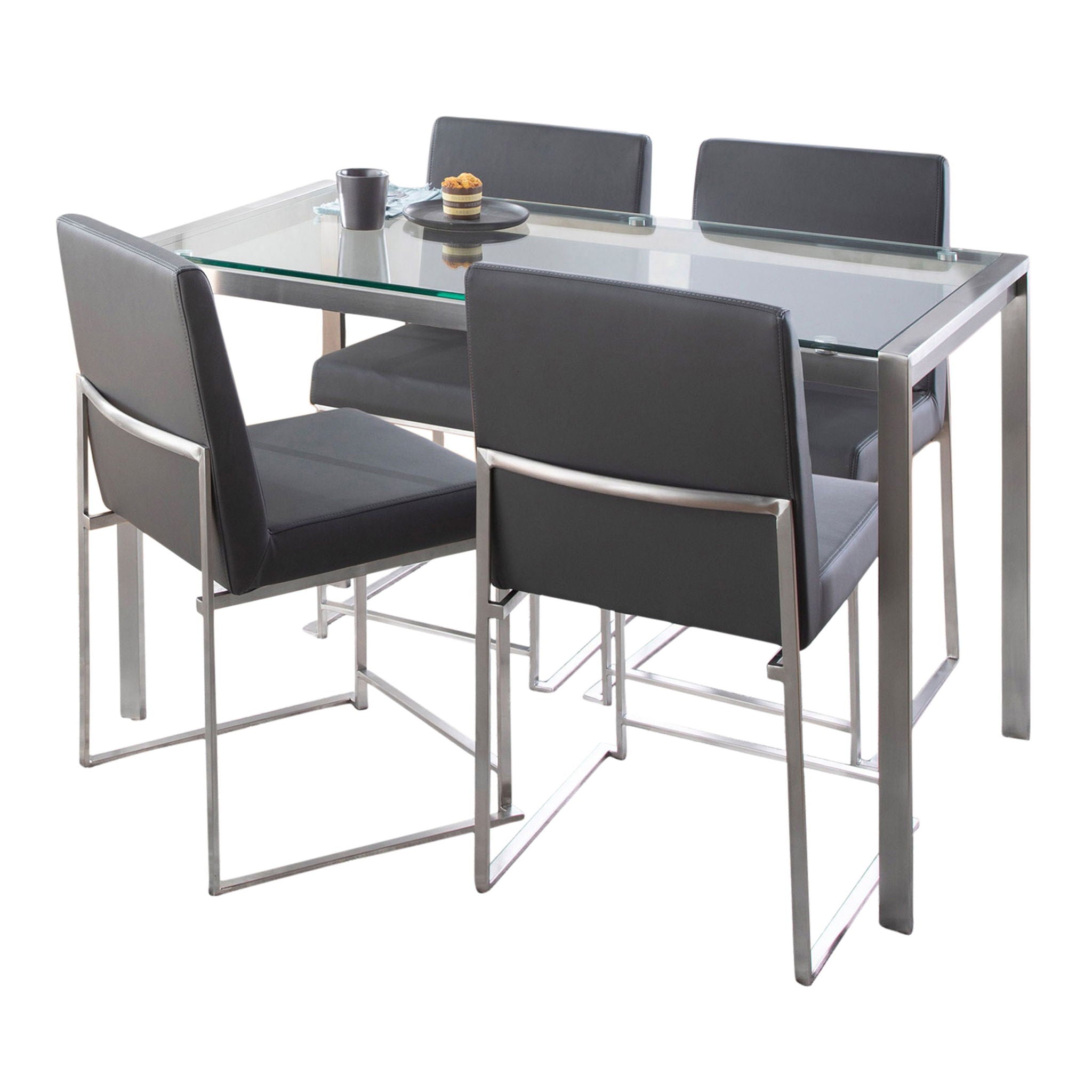Fuji - High Back Contemporary Dining Set, Glass 5 Piece - Best Buy Furniture