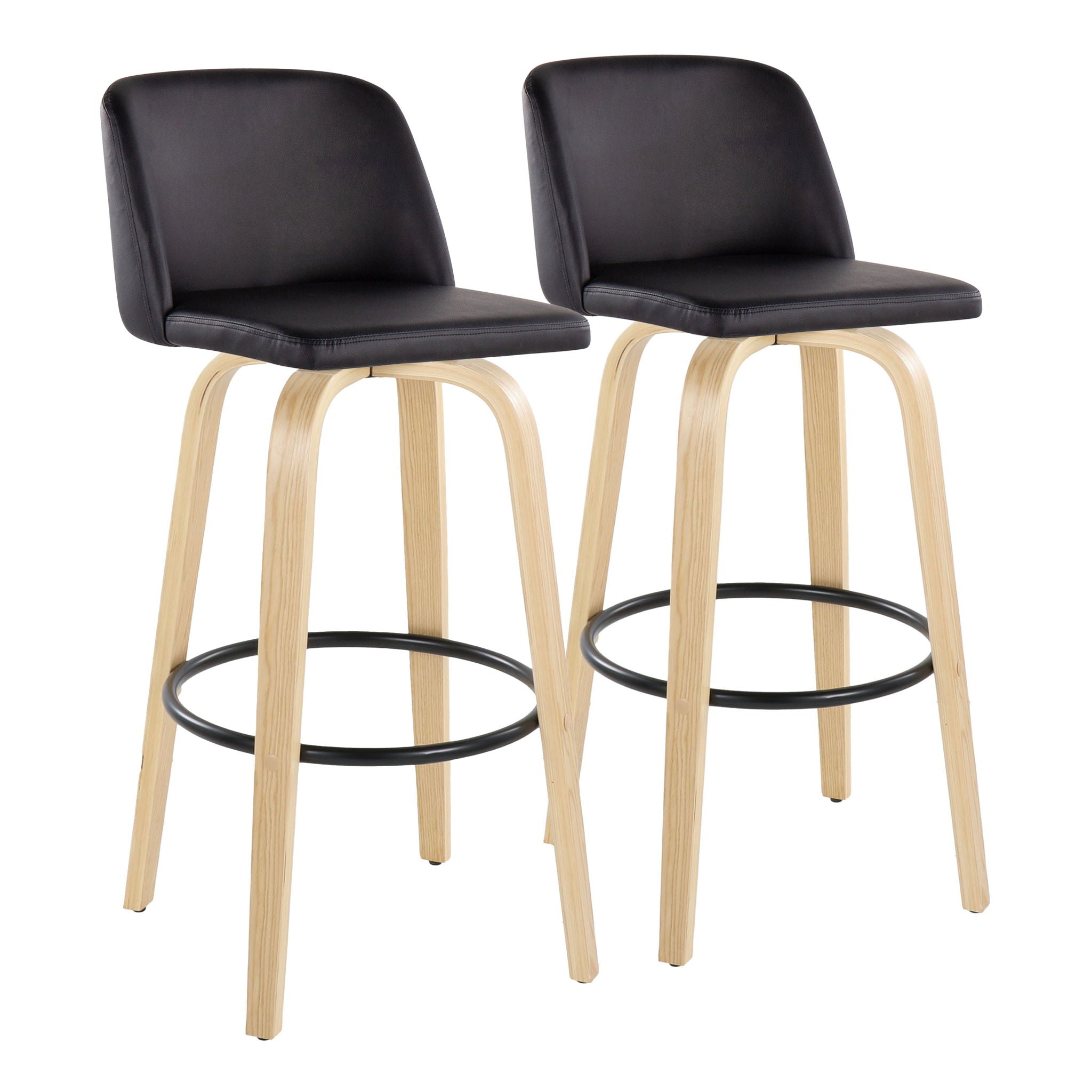 Toriano - Contemporary Fixed Height Barstool Swivel And Round Footrest (Set of 2) - Best Buy Furniture