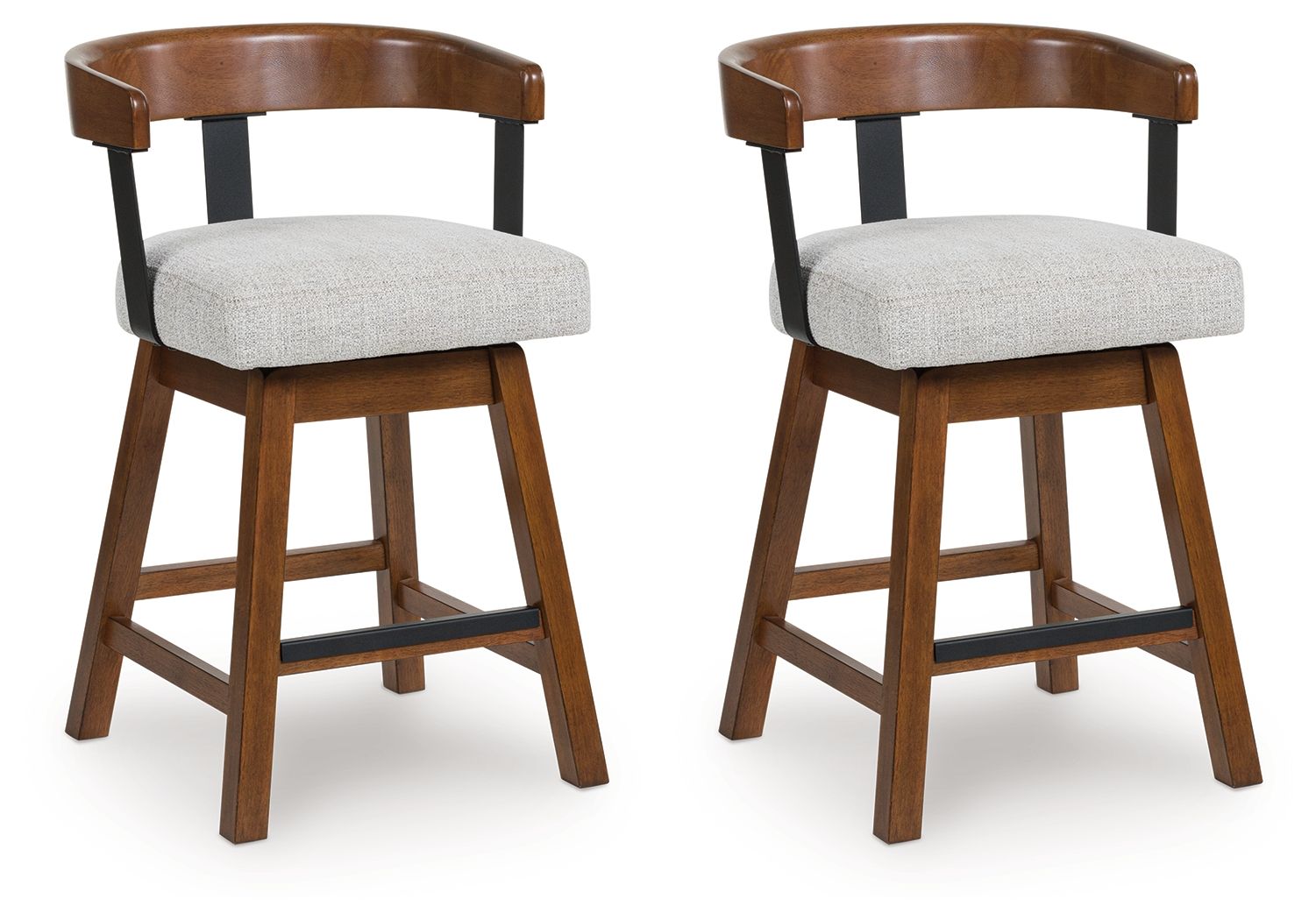 Ralene - Upholstered Swivel Barstool (Set of 2) - Medium Brown - Best Buy Furniture