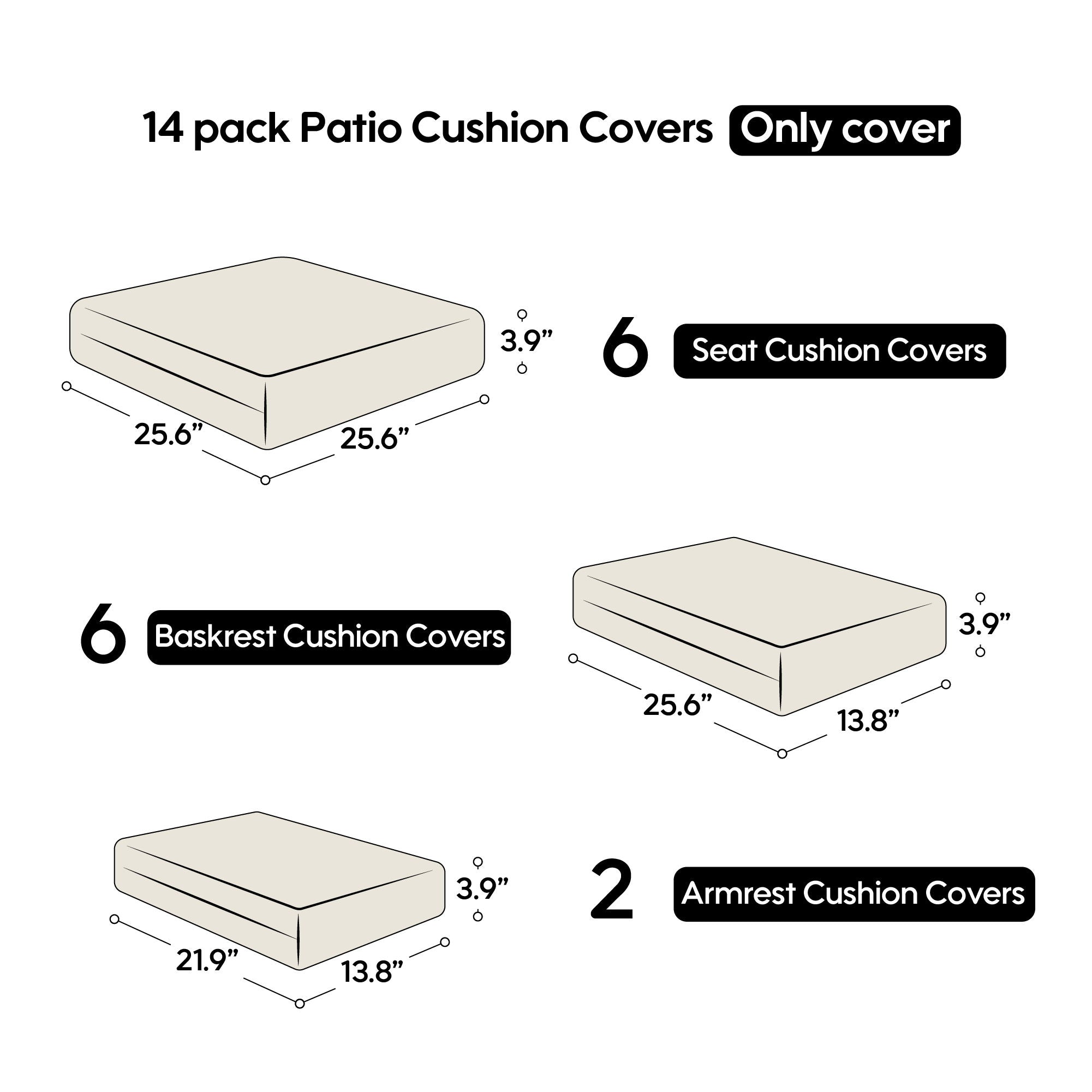 Cushion Covers For 7 Piece Wicker Sectional Sofa, 14 Pack Seat And Back Slipcovers With Zipper - Best Buy Furniture