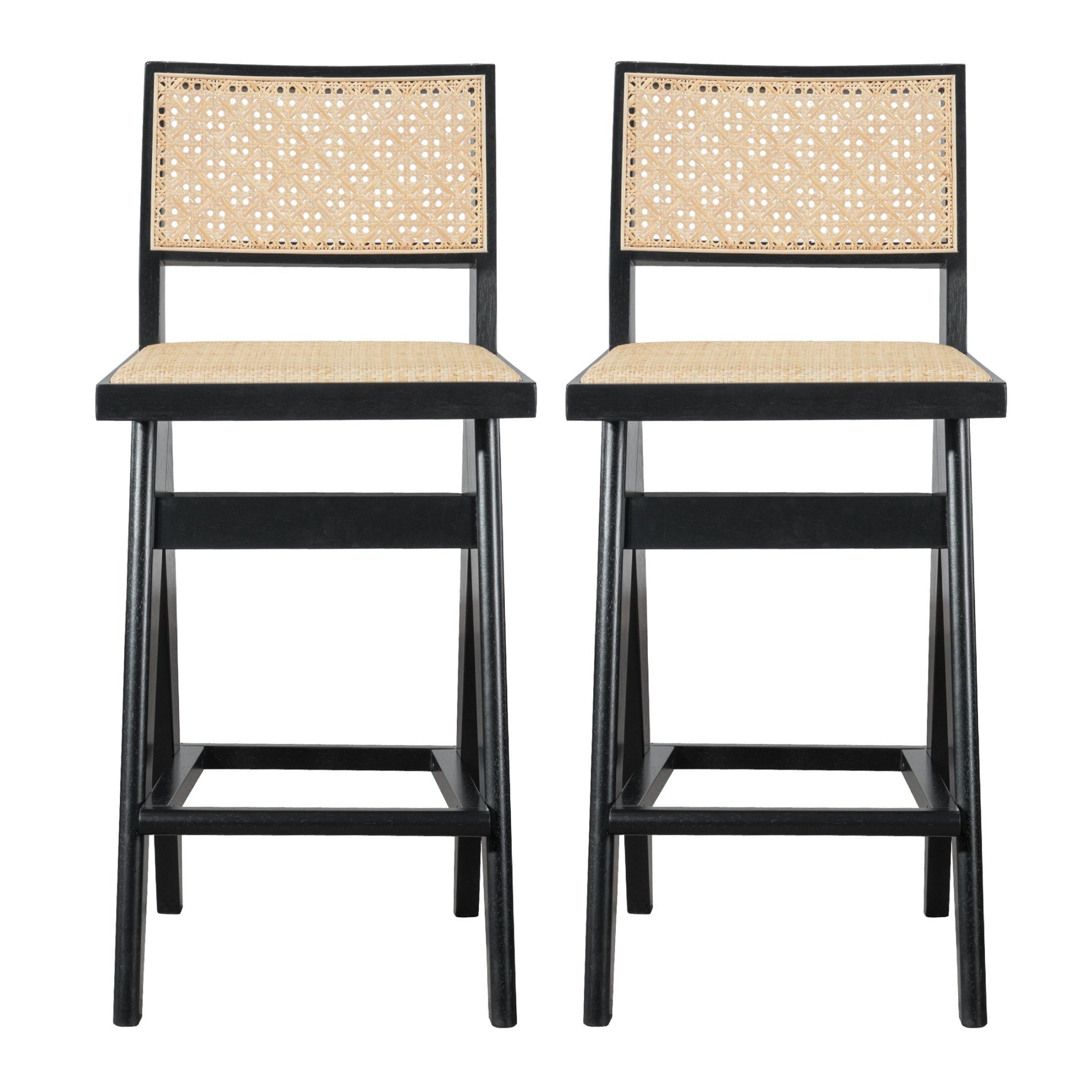 Keira - Bar Stool (Set of 2) - Black / Rattan - Best Buy Furniture