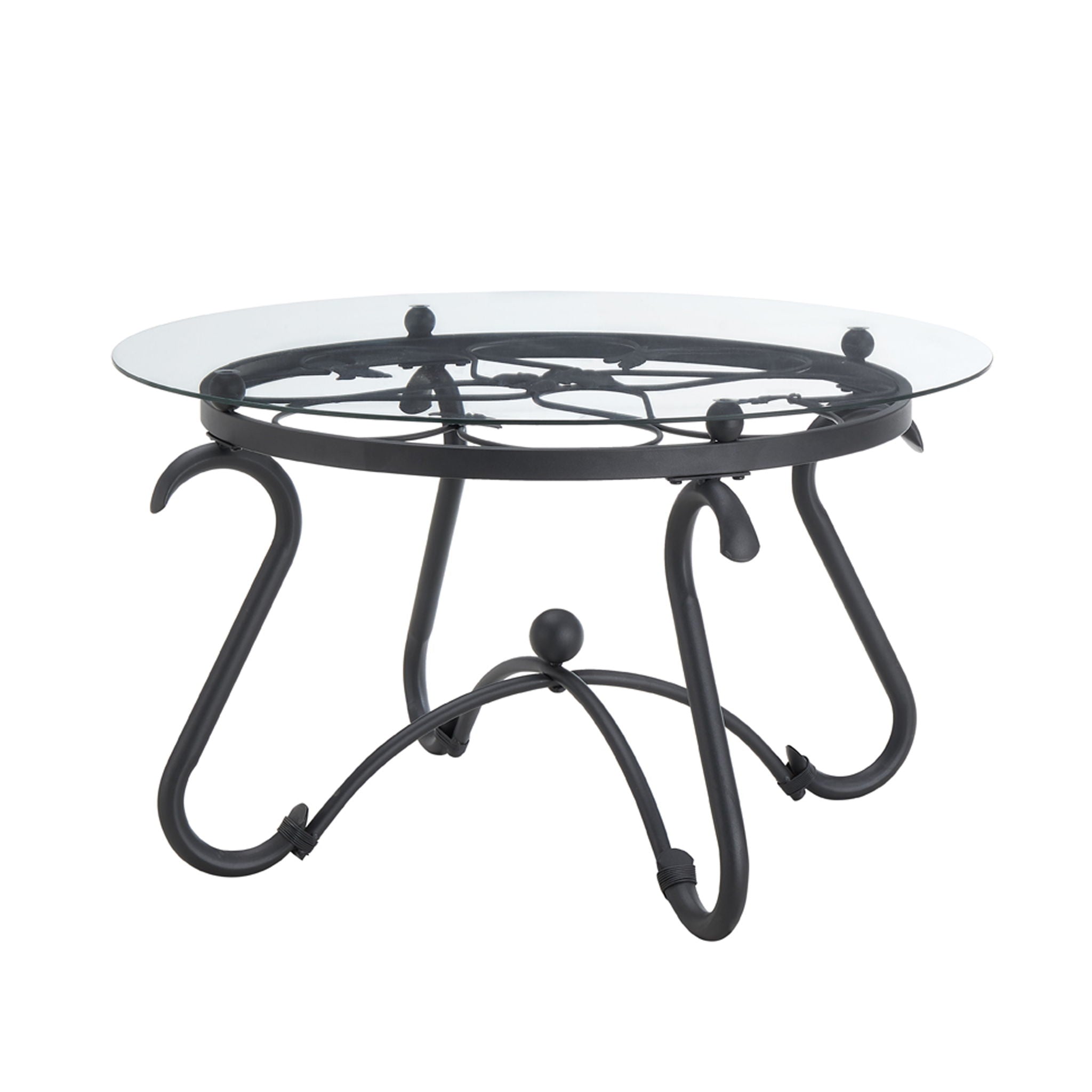 2 Piece Tempered Glass Surface Coffee Table Set, Decor Coffee Table Round End Side Table With Sturdy Construction For Living Room (Rustic) - Black - Best Buy Furniture