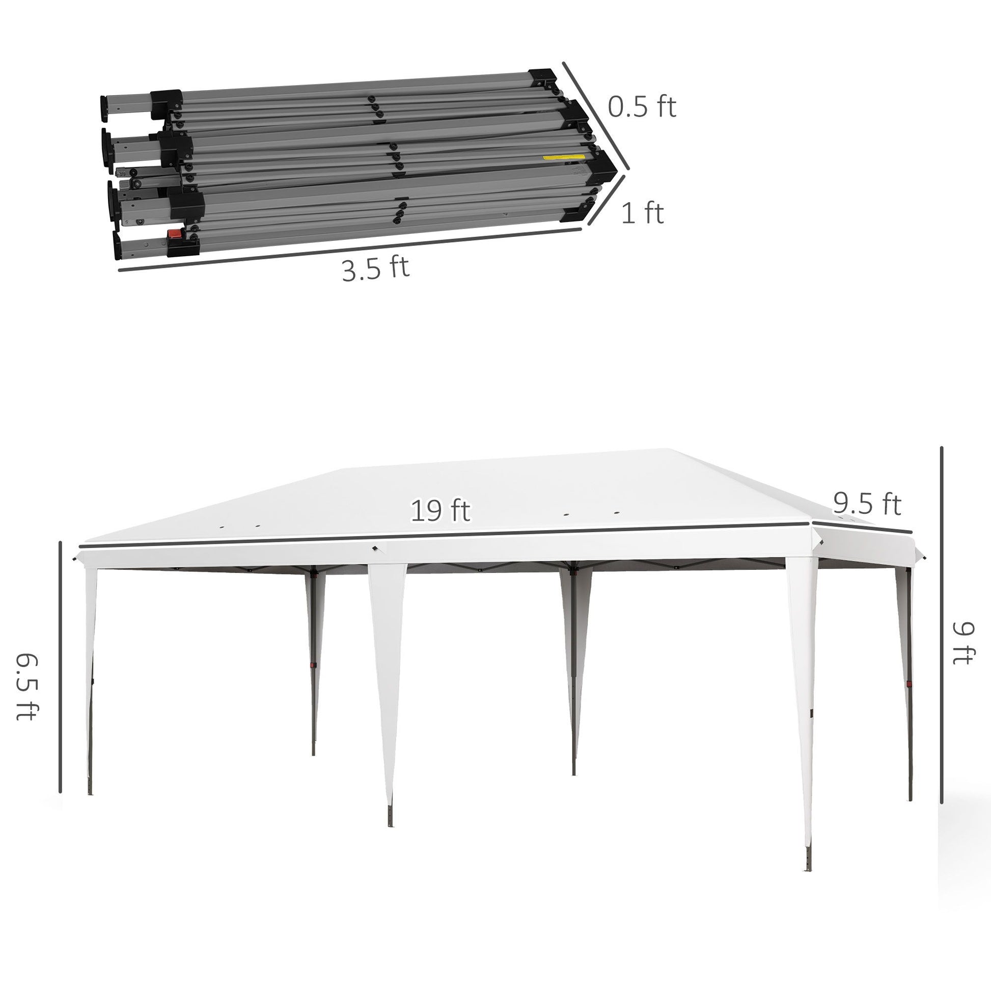 Outsunny - 10' x 19.2' Pop Up Canopy Tent, Heavy Duty Tent For Parties, Outdoor Instant Gazebo Sun Shade Shelter With Carry Bag For Catering, Events, Wedding, Backyard Bbq - Best Buy Furniture