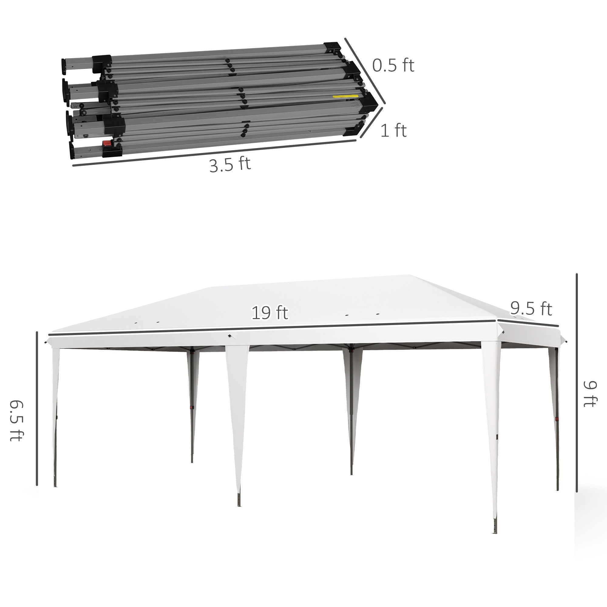 Outsunny - 10' x 19.2' Pop Up Canopy Tent, Heavy Duty Tent For Parties, Outdoor Instant Gazebo Sun Shade Shelter With Carry Bag For Catering, Events, Wedding, Backyard Bbq - Best Buy Furniture