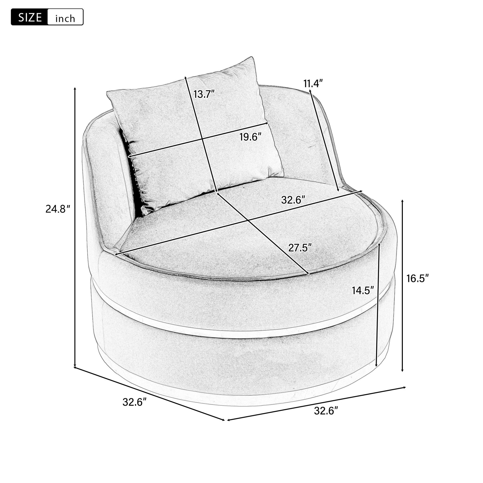 360 Degree Swivel Over Sized Upholstered Barrel Chair - Best Buy Furniture