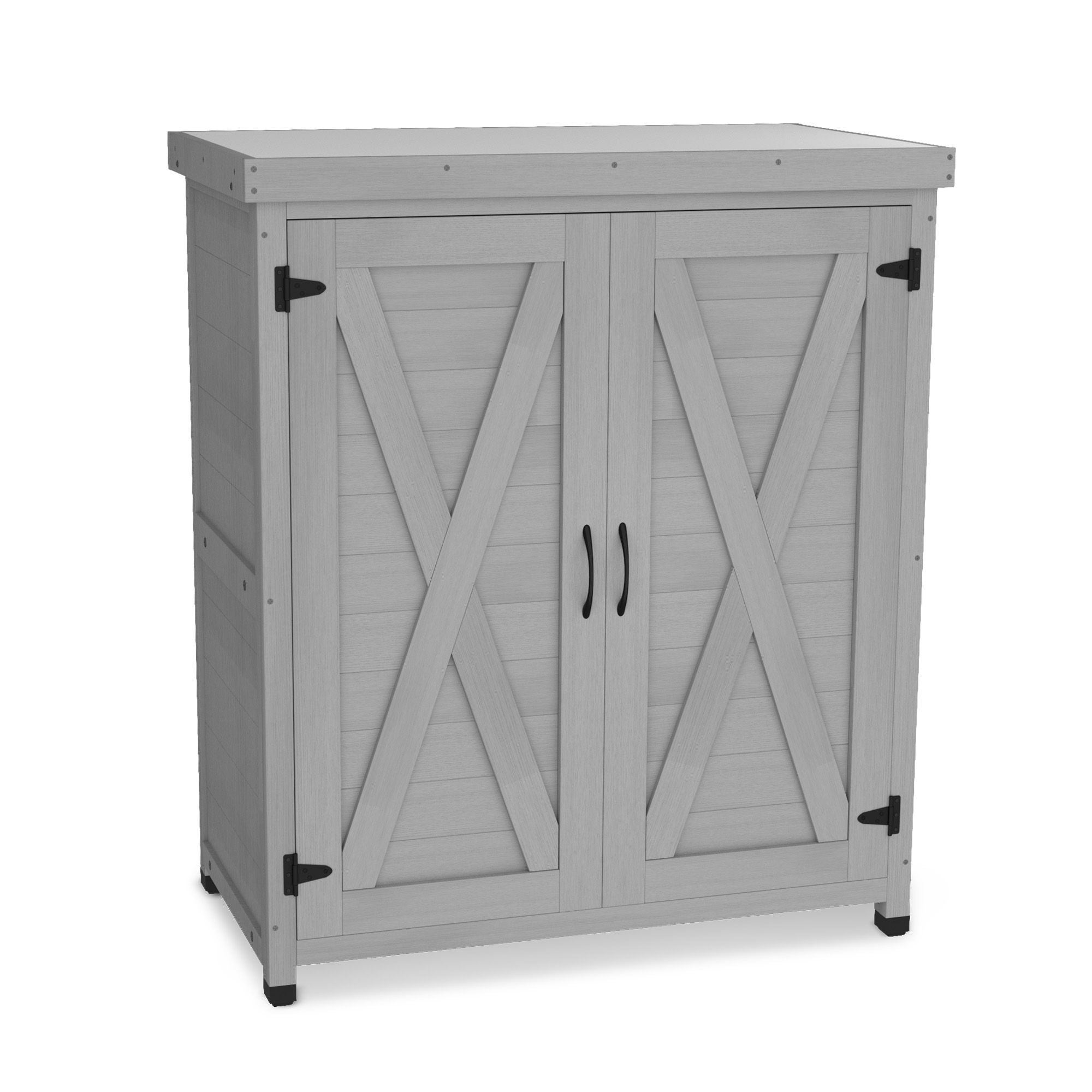 Rustic Cedar Wood Potting Bench With Storage Cabinet And Metal Top For Outdoor Patio - Gray - Best Buy Furniture