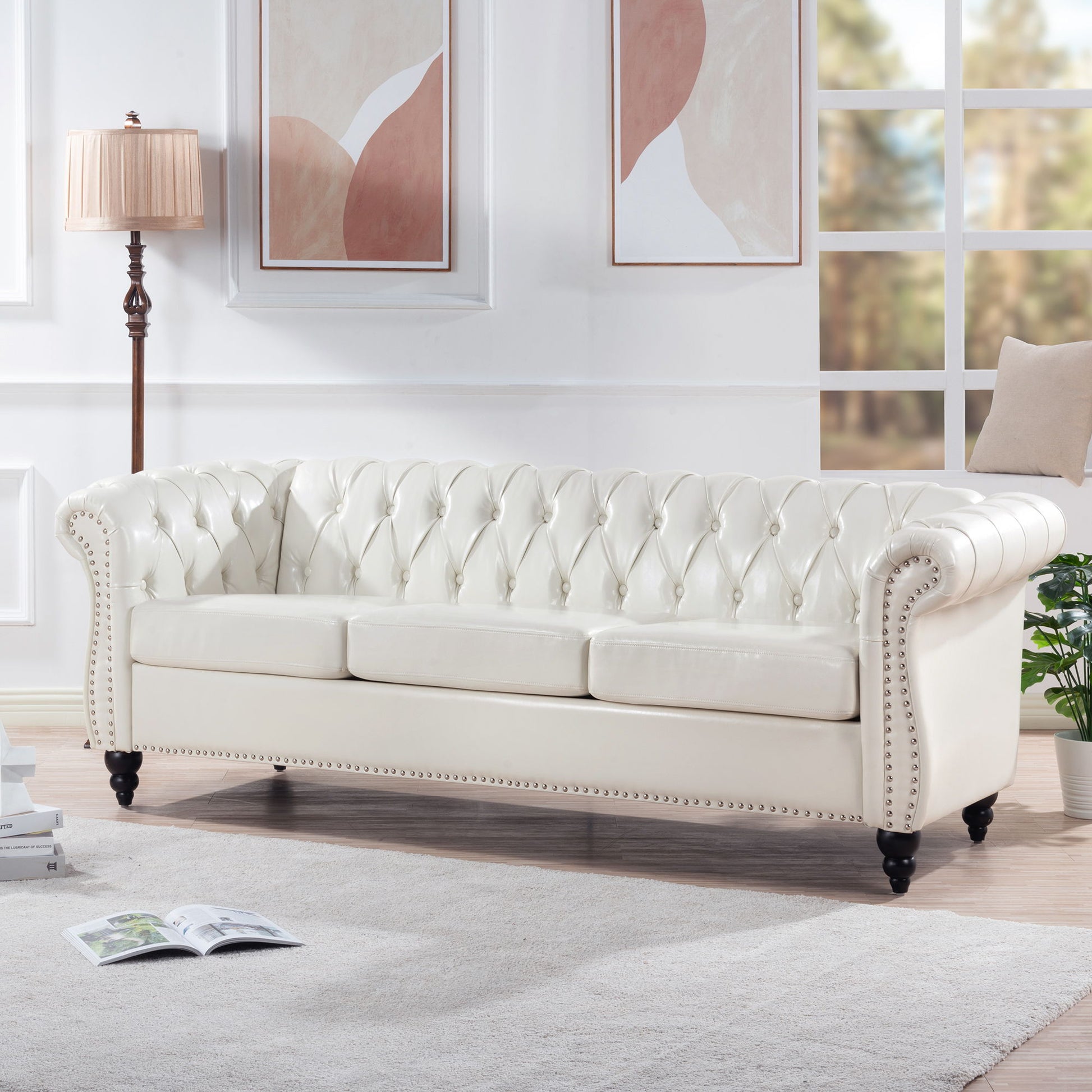 Rolled Arm Chesterfield 3 Seater Sofa - Best Buy Furniture
