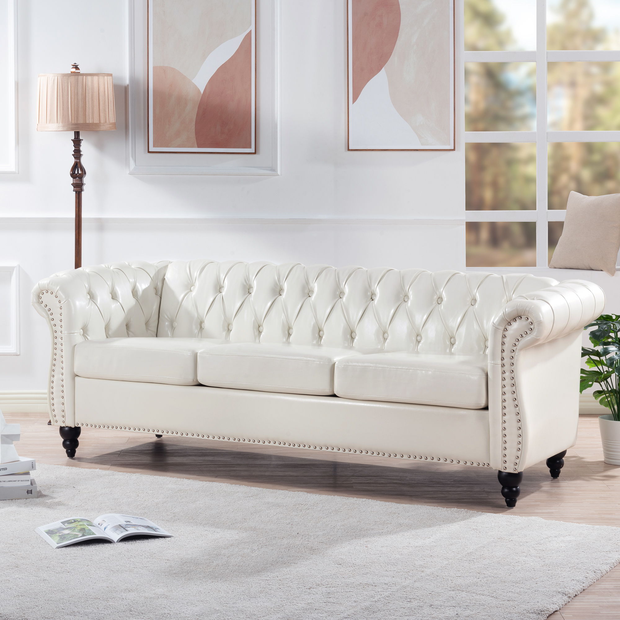 Rolled Arm Chesterfield 3 Seater Sofa - Best Buy Furniture