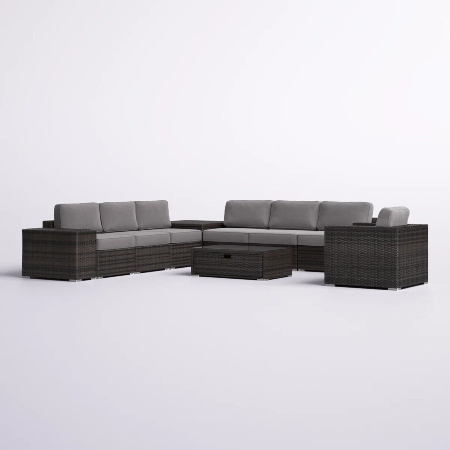 Modern Patio Rattan Sectional Set With Cushions - Best Buy Furniture