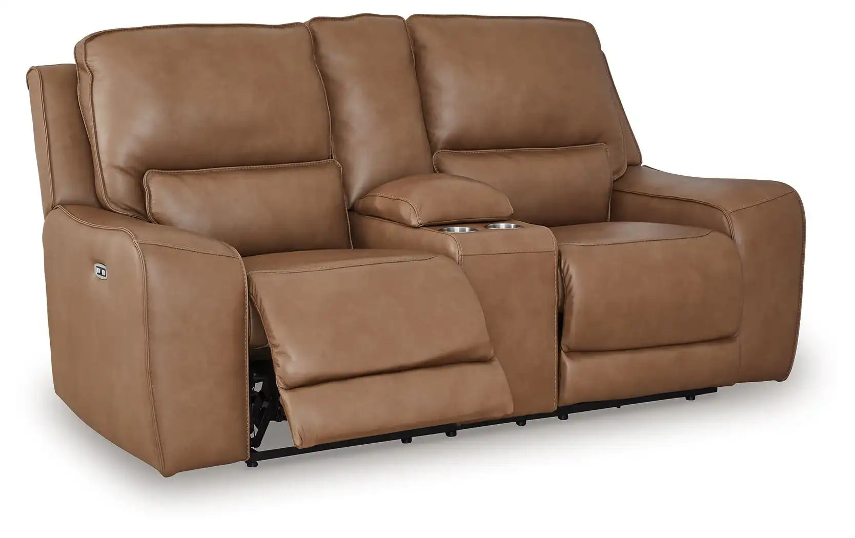 DeepWakes - Power Reclining Loveseat / Console / Adjustable Headrest - Caramel - Best Buy Furniture