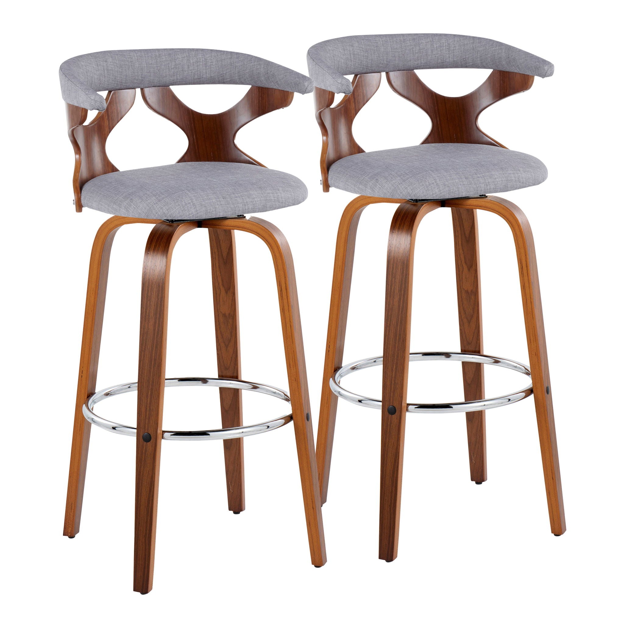 Gardenia - Mid Century Modern Fixed Height Barstool With Swivel With Round Footrest (Set of 2) - Best Buy Furniture