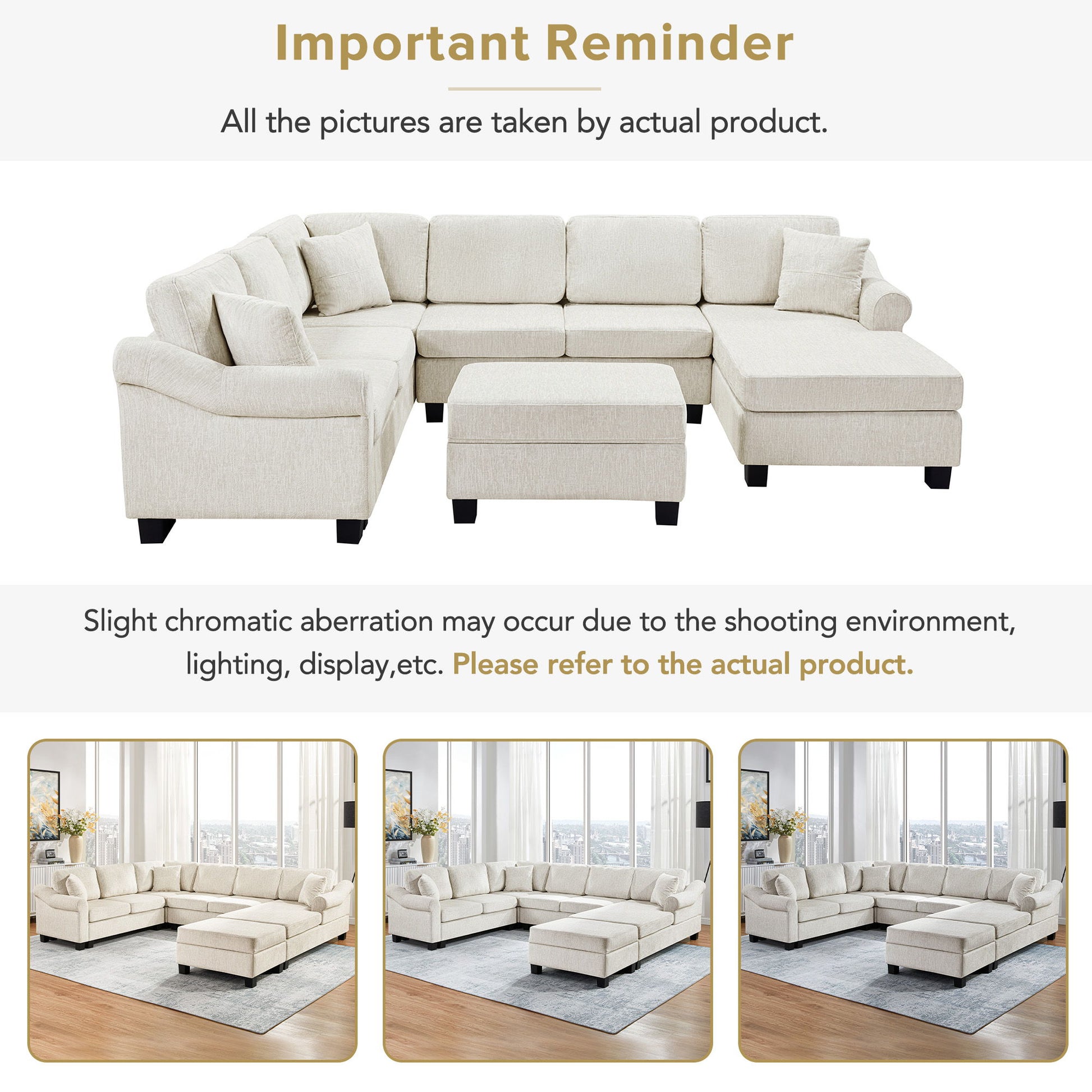 Contemporary U - Shaped Sectional Sofa With Movable Storage Ottoman - Best Buy Furniture