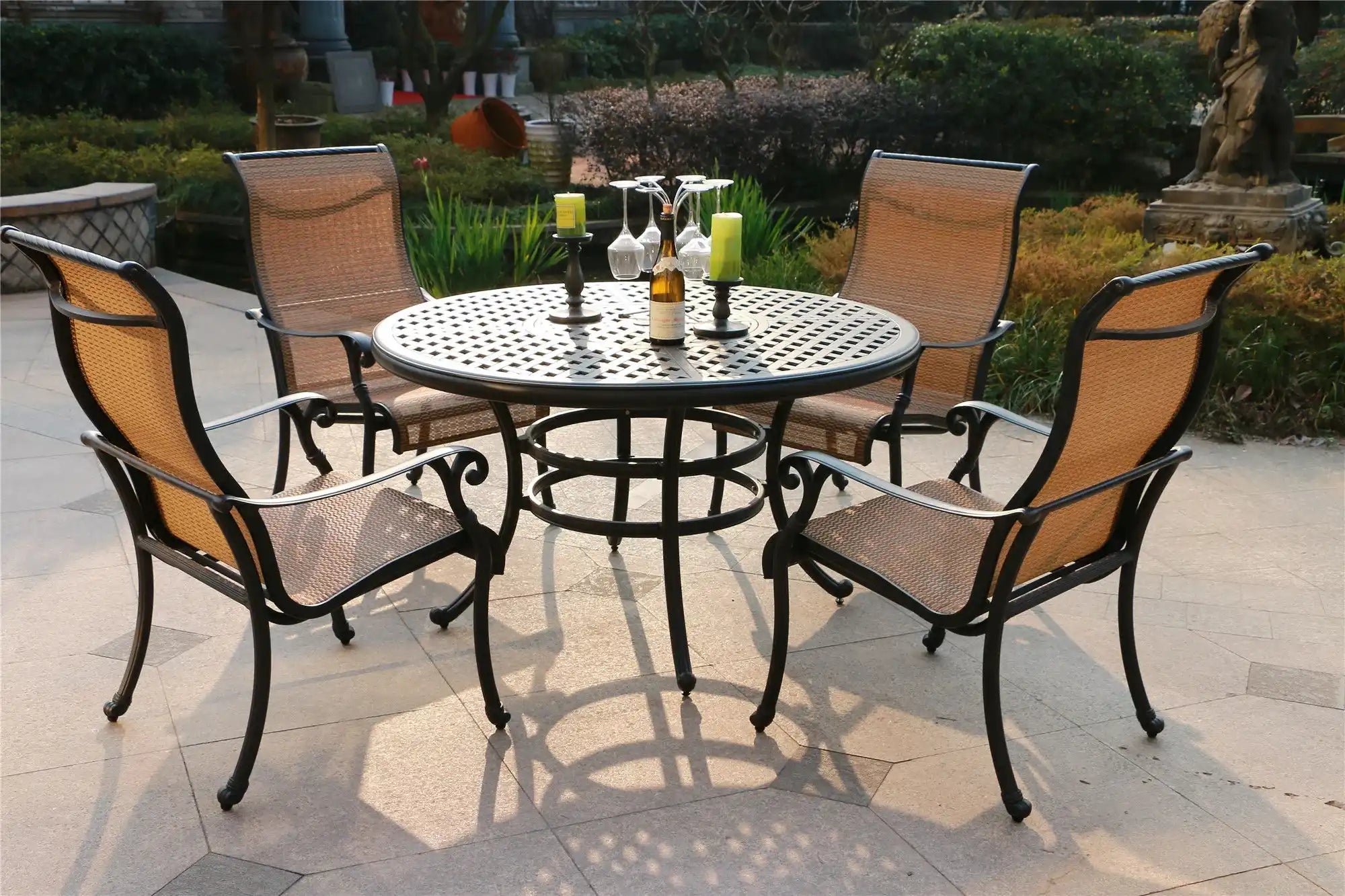 Round 51.9" Long Aluminum Dining Set - Best Buy Furniture