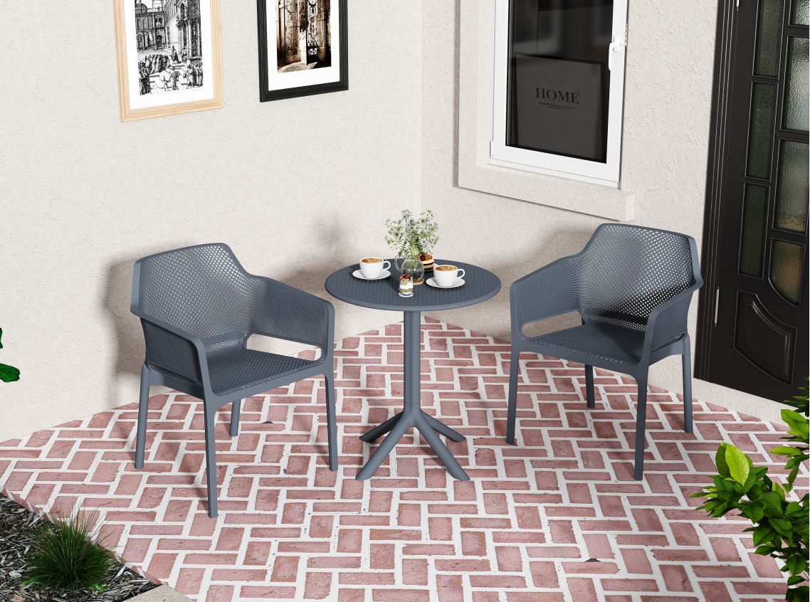 3 Piece Plastic Arm Chair Bistro Grs Premium Ocean Plastic - Best Buy Furniture