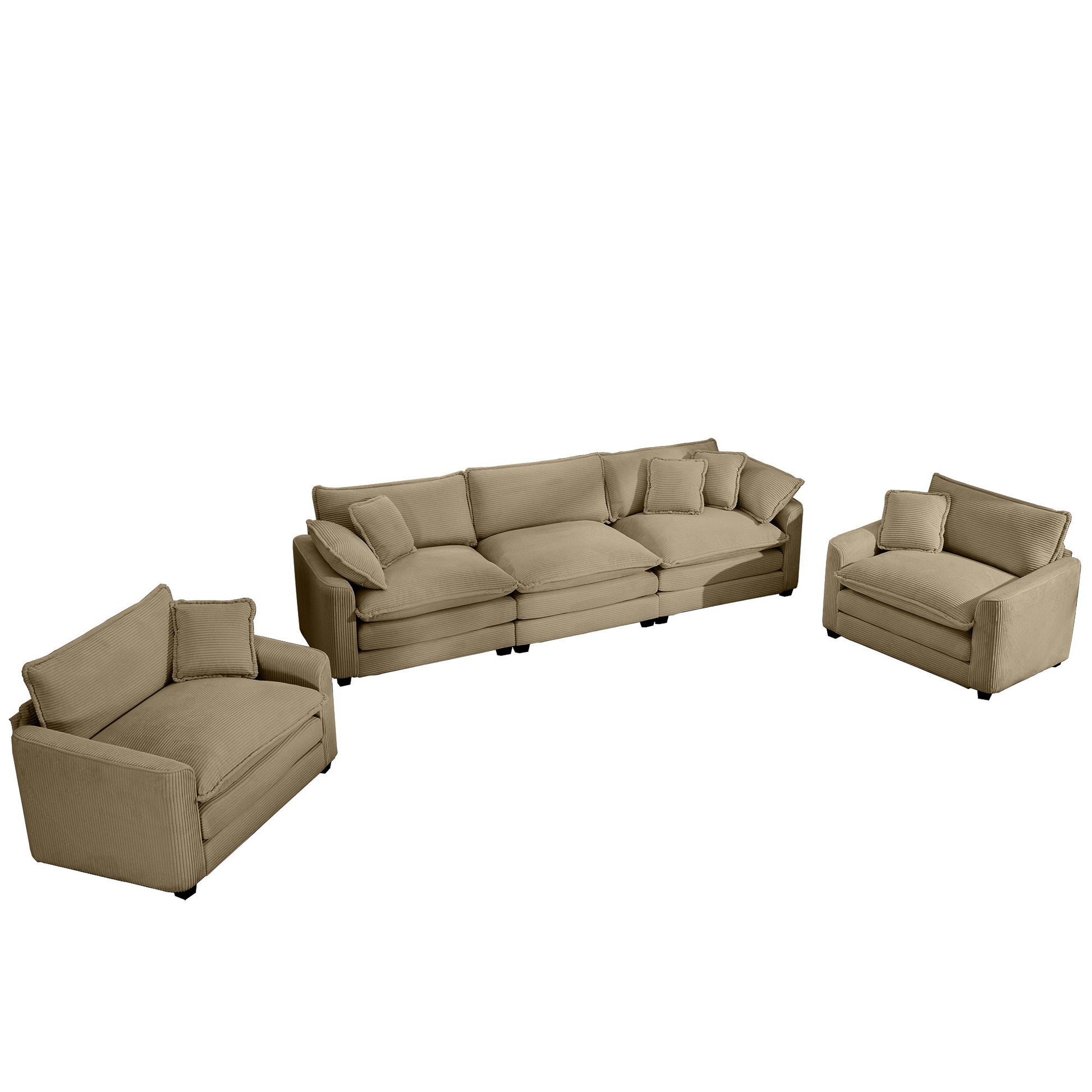 Elegant Corduroy Oversized Sectional Sofa Set With Deep Seats And Flexible Layout - Best Buy Furniture