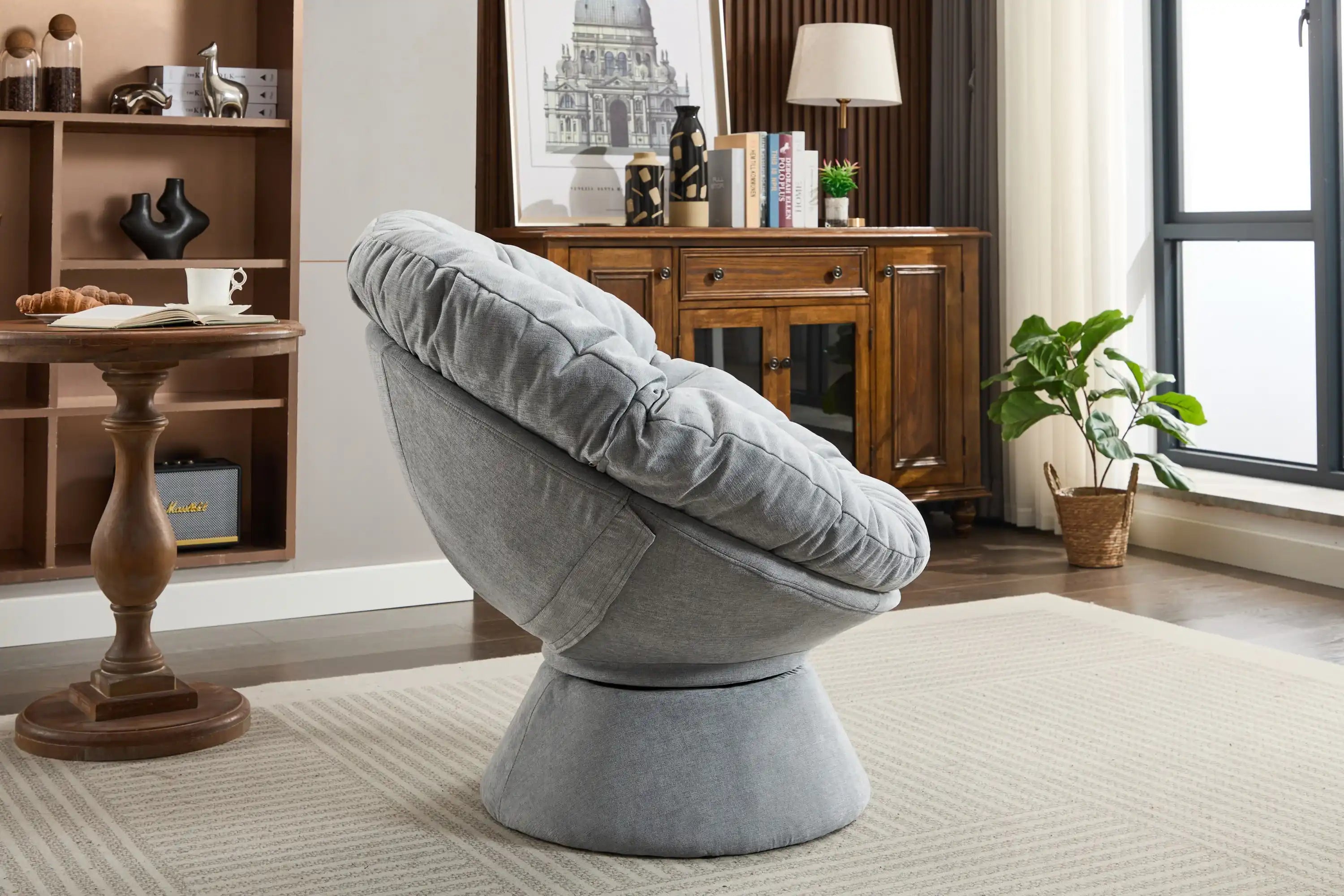 Papasan Oversized Swivel Accent Chair 360 Swivel Barrel Chair - Best Buy Furniture