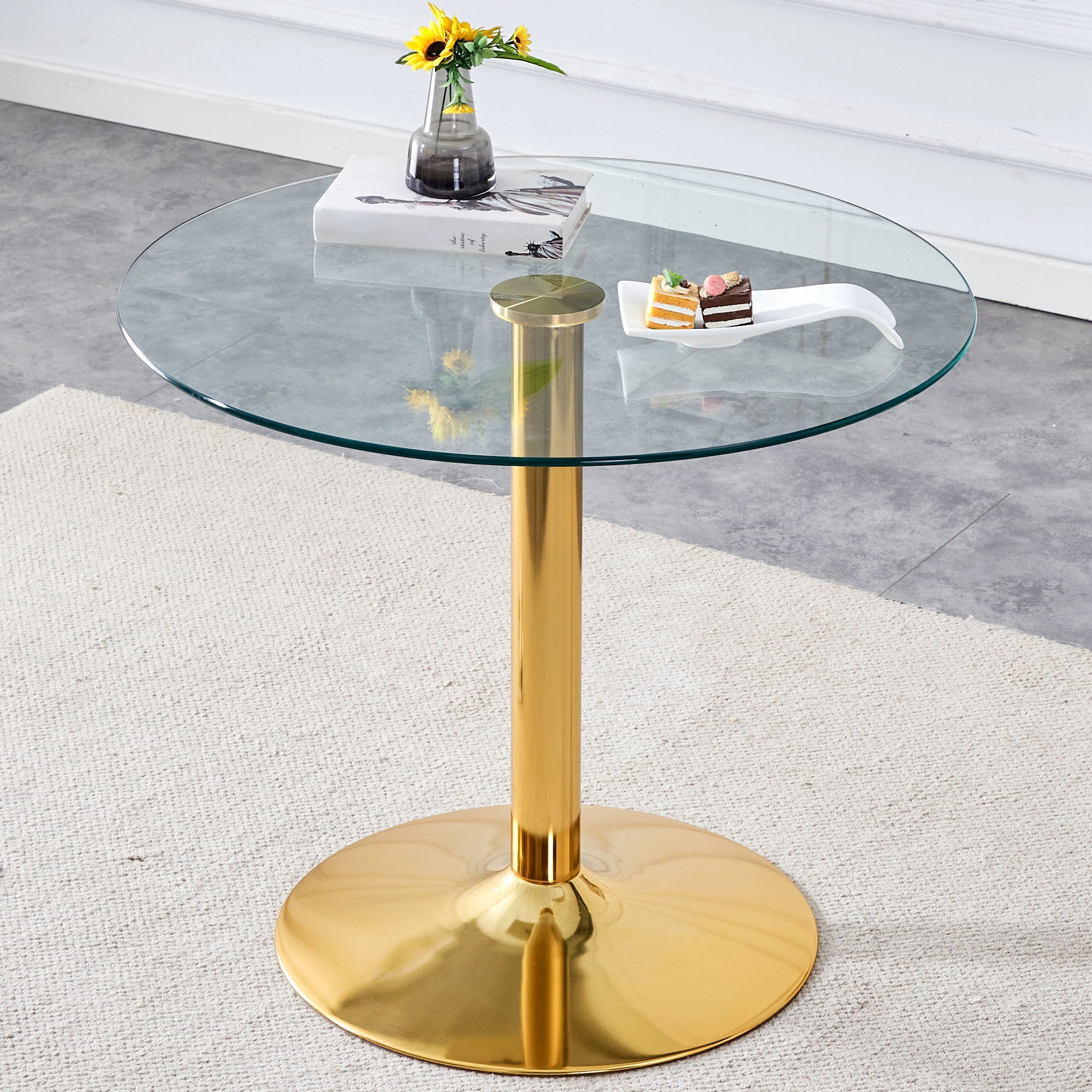 Modern Minimalist Round Dining Table With Glass Top - Best Buy Furniture