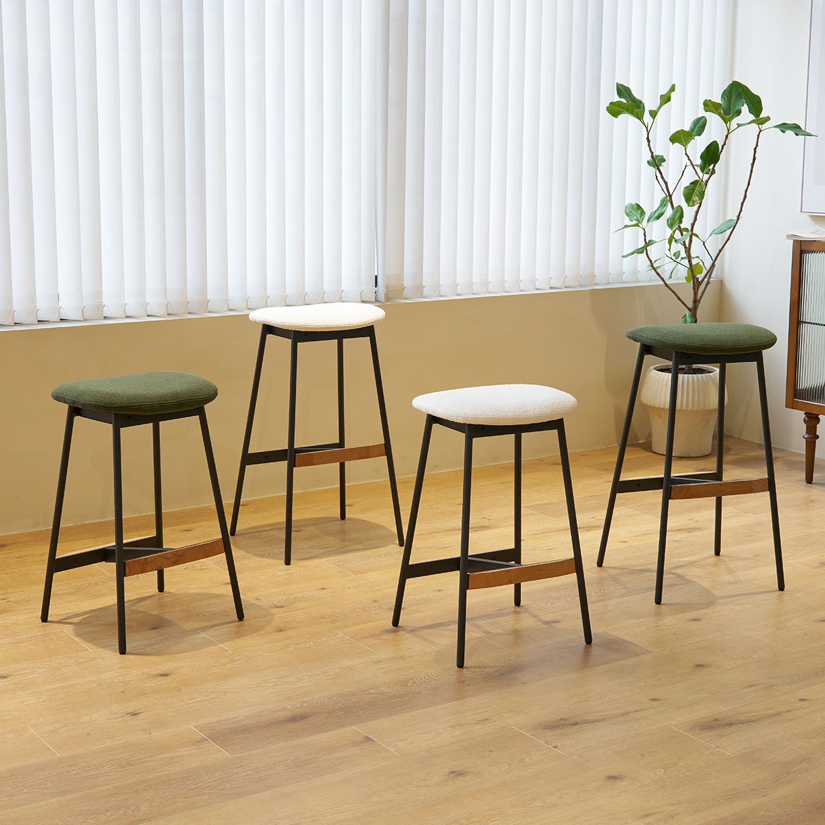 Modern Bar Stools Comfortable & Stylish, Soft Fabric Upholstered, Backless (Set of 2) - Best Buy Furniture