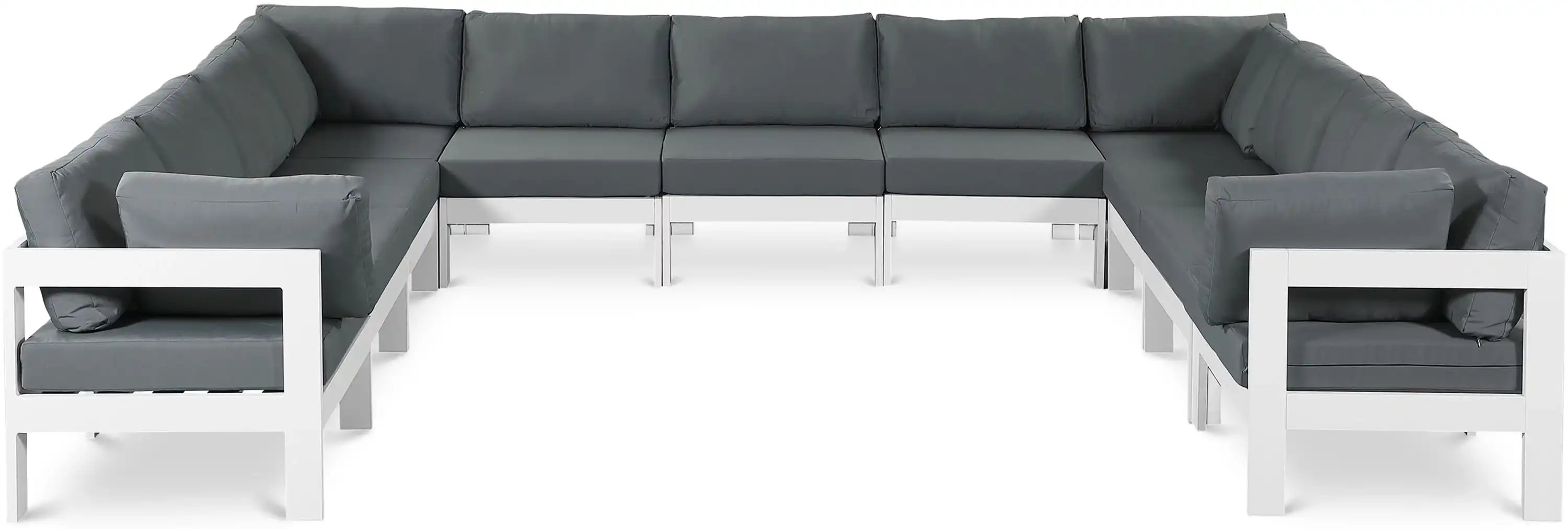 Nizuc - Outdoor Patio 11 Piece Modular Sectional With White Frame - Best Buy Furniture