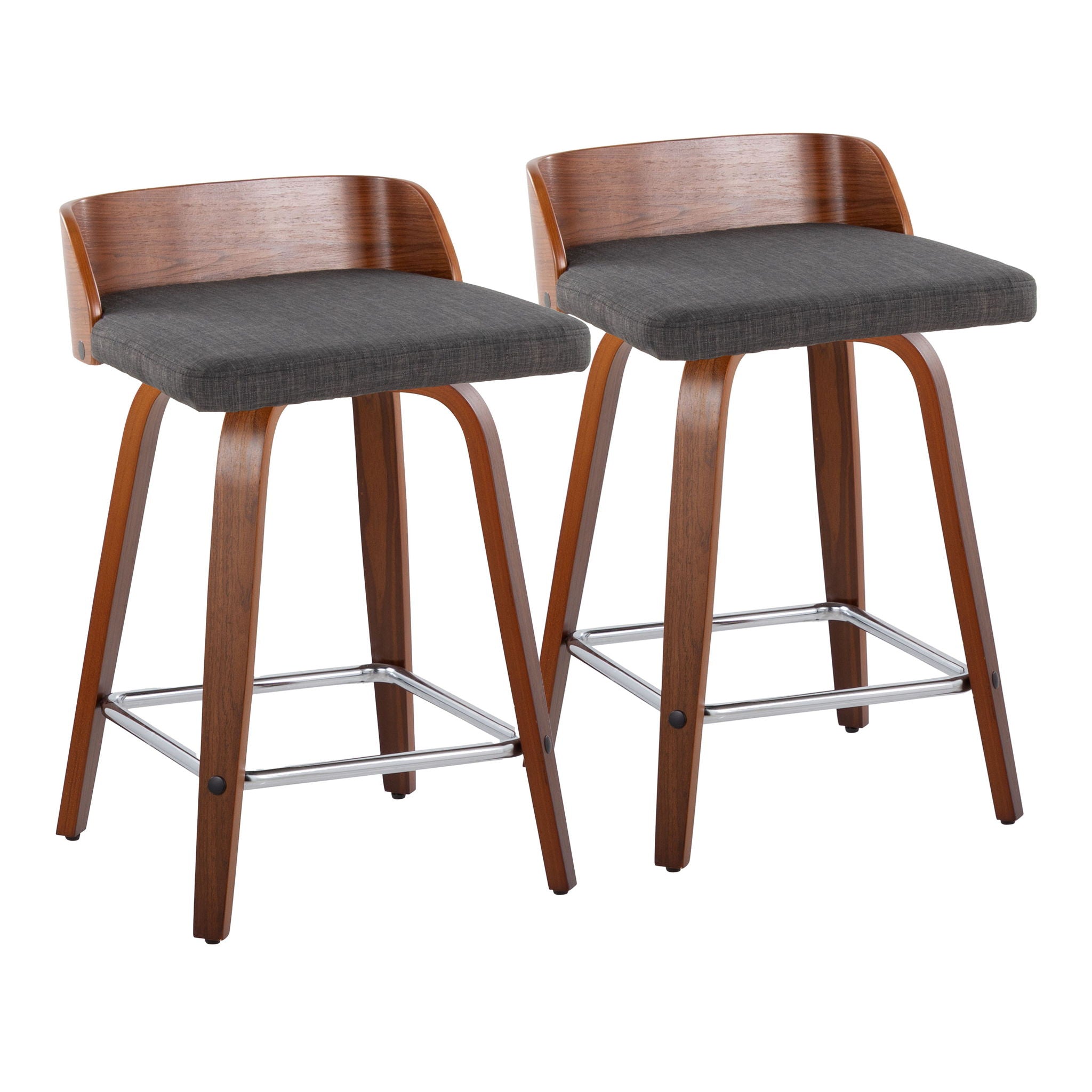 Maya - Mid Century Modern Fixed Height Counter Stool With Swivel With Square Footrest (Set of 2) - Best Buy Furniture