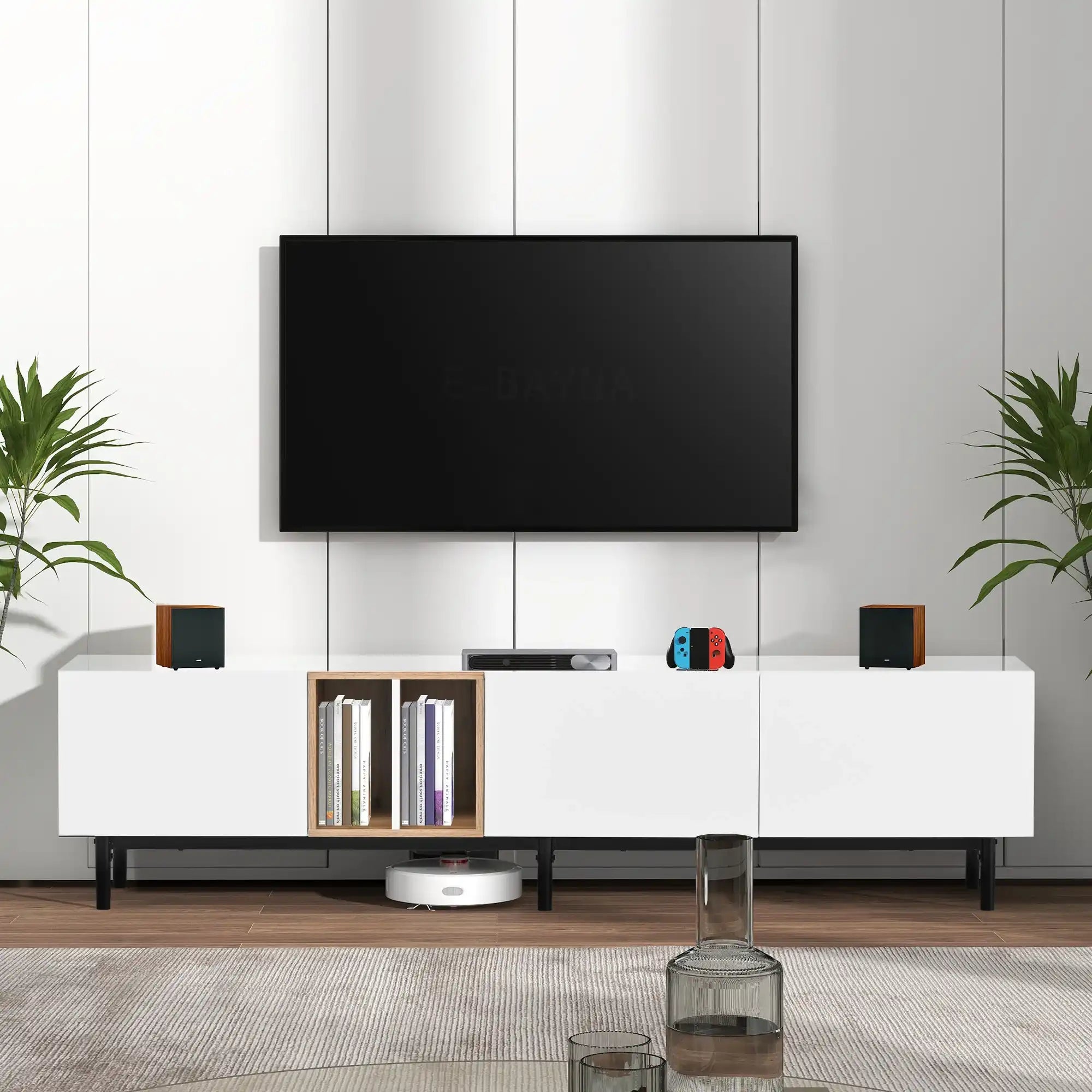 Modern TV Stand 70''with 3 Doors, Media Console Table, Entertainment Center with Large Storage Cabinet - Best Buy Furniture
