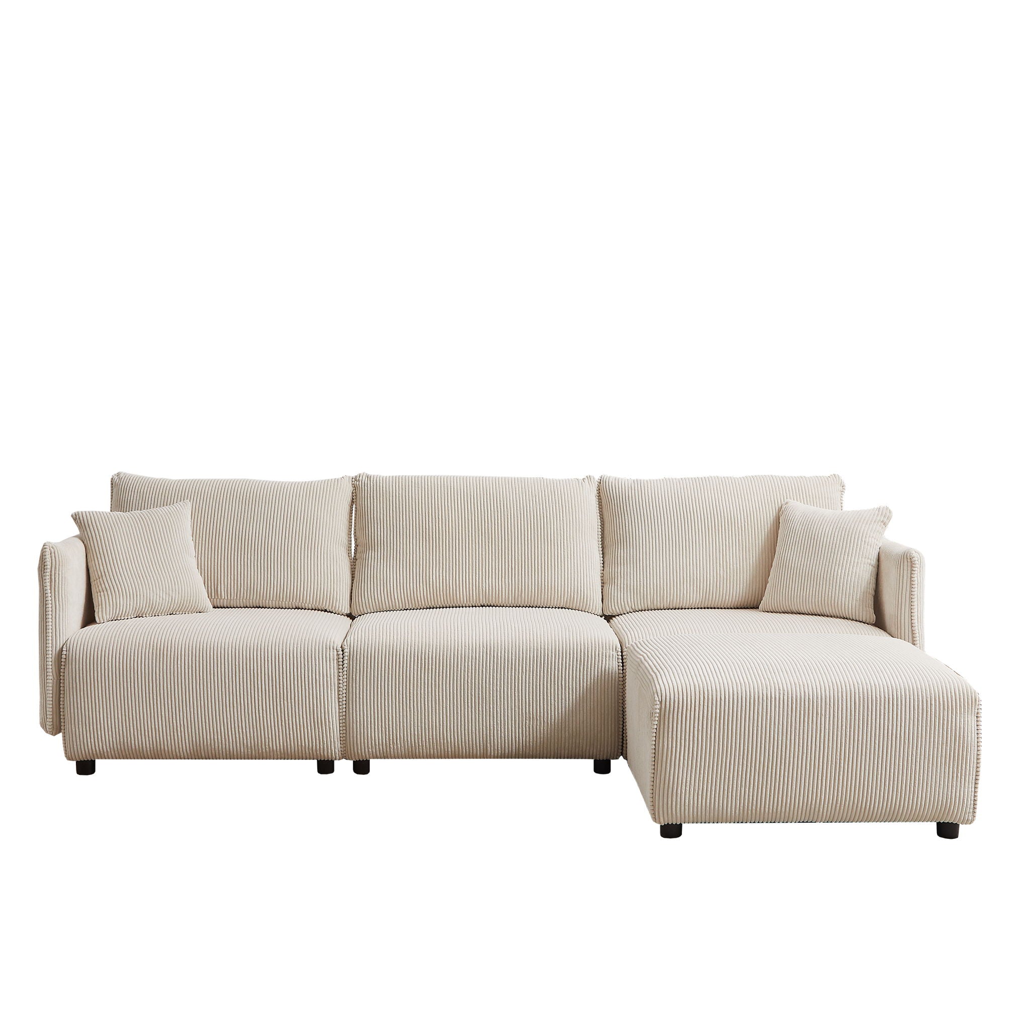 Modern Minimalist Corduroy Combination Sofa With 2 Comfort Cushions With USB & C Charging Ports - Best Buy Furniture