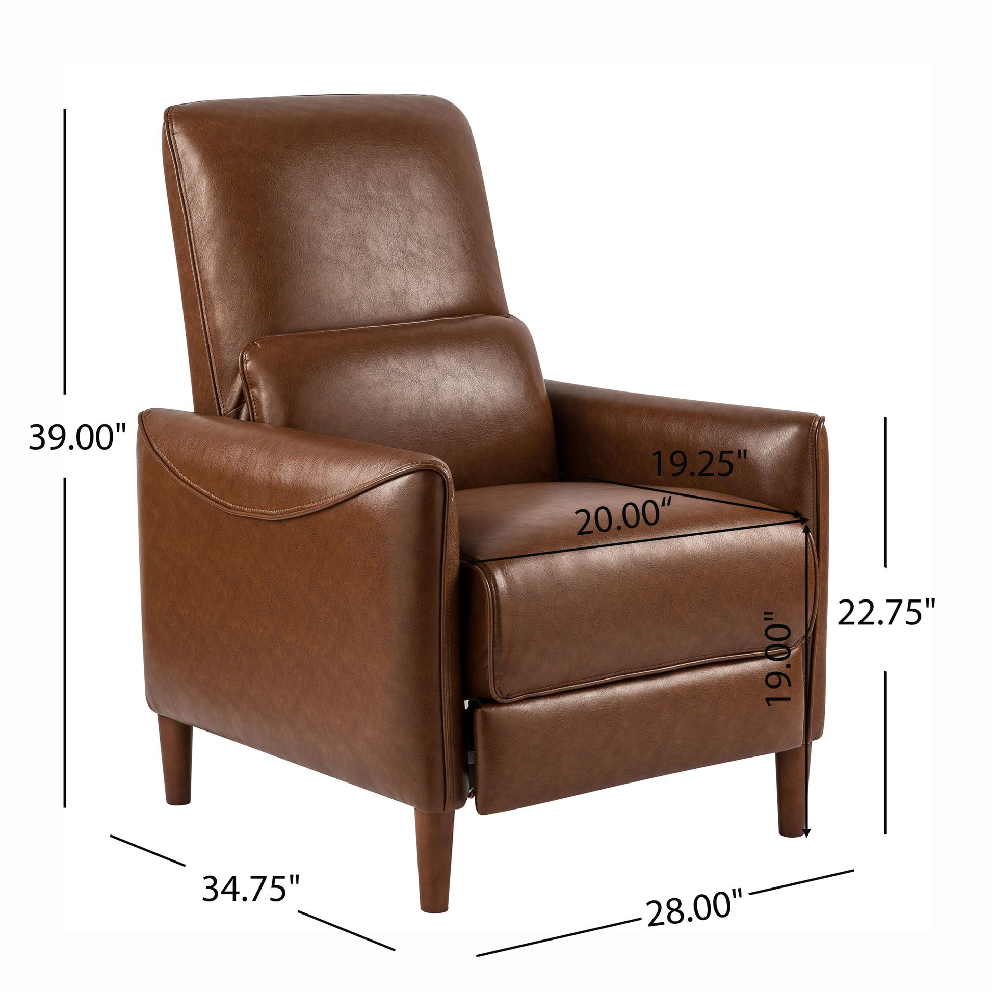 Upholstered Push Recliner Chair With Rubber Wood Legs For Living Room - Best Buy Furniture